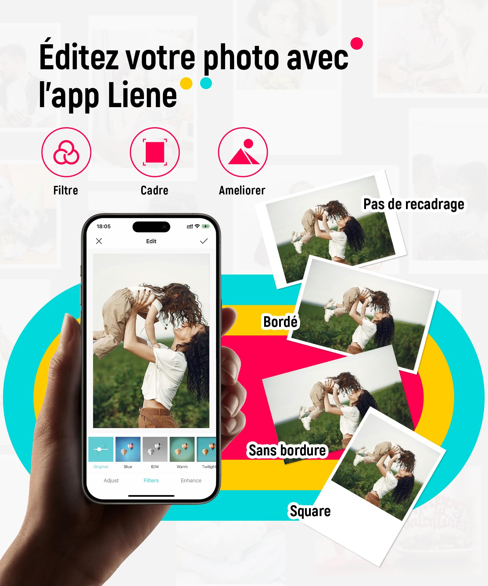 Liene 2 x 3 Portable Photo Printer with Bluetooth, 50 Sticky Zink Paper Included - Mini Instant Printer for iPhone, Android & iOS - Perfect for Travel, Parties & DIY Scrapbooking