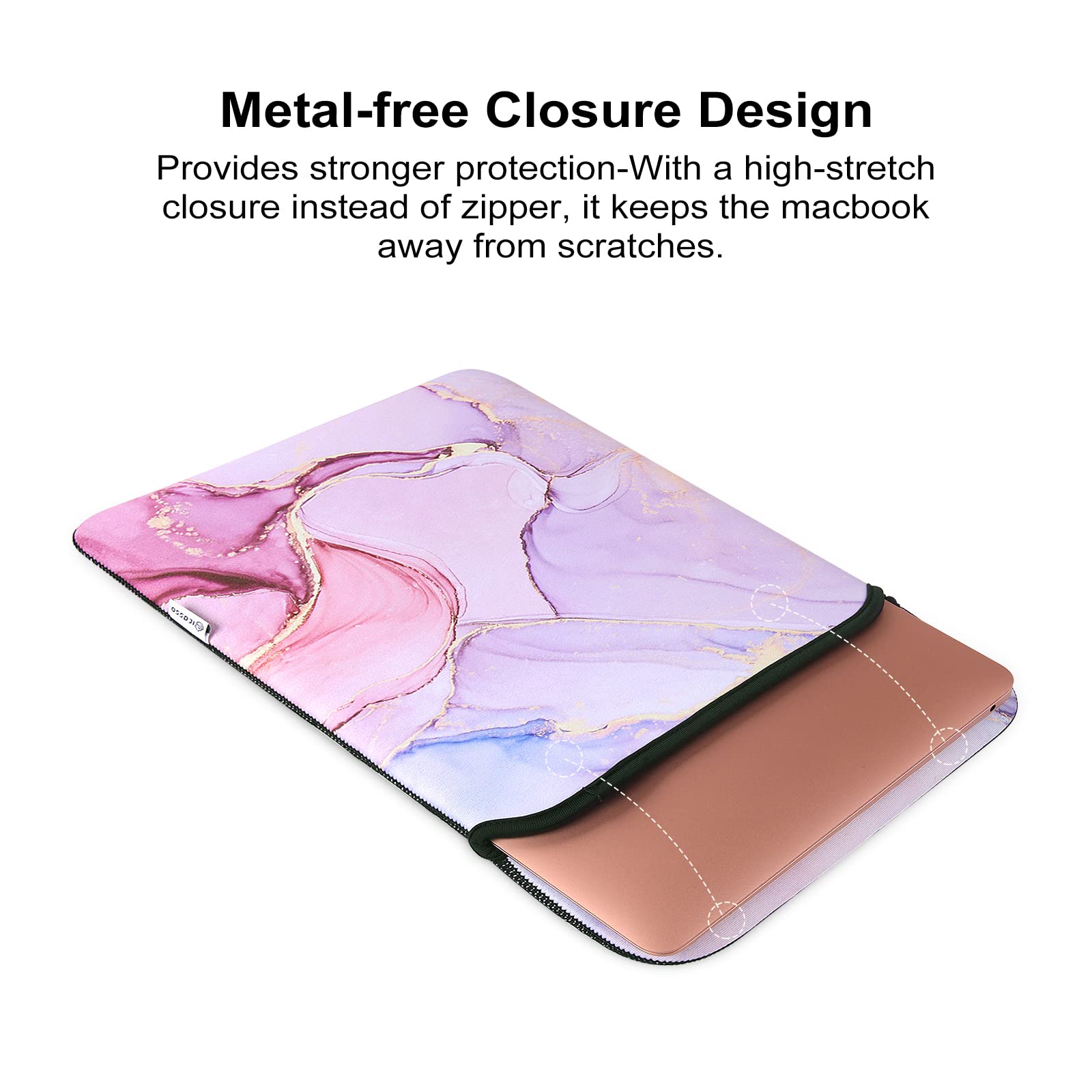 Premium Waterproof Neoprene Laptop Sleeve for MacBook Air/Pro 13 inch - Shock Resistant Protective Case with Glitter Marble Design & Small Accessory Pouch - Perfect for Travel, Office, and School Use