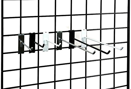 10 Pack Black Gridwall Hooks - Heavy Duty Grid Panel Display Hangers for Retail Store Fixtures, Clothing Racks & Trade Show Displays - Perfect for Organizing Accessories, Hats & Jewelry