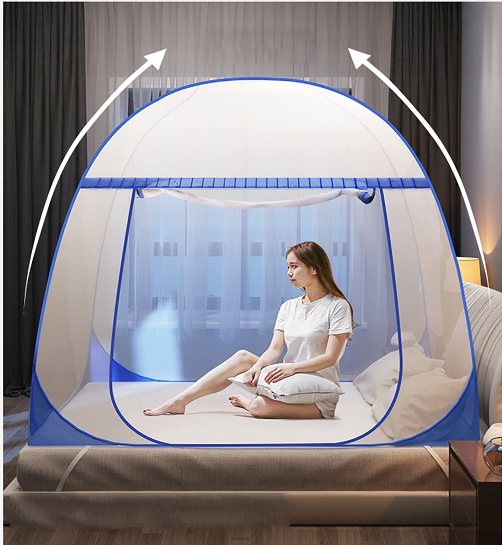 Foldable Yurt Mosquito Net with Full Bottom - Easy Installation Canopy Tent for Bedroom Decor & Outdoor Travel | Perfect for Camping, Glamping, and Home Protection