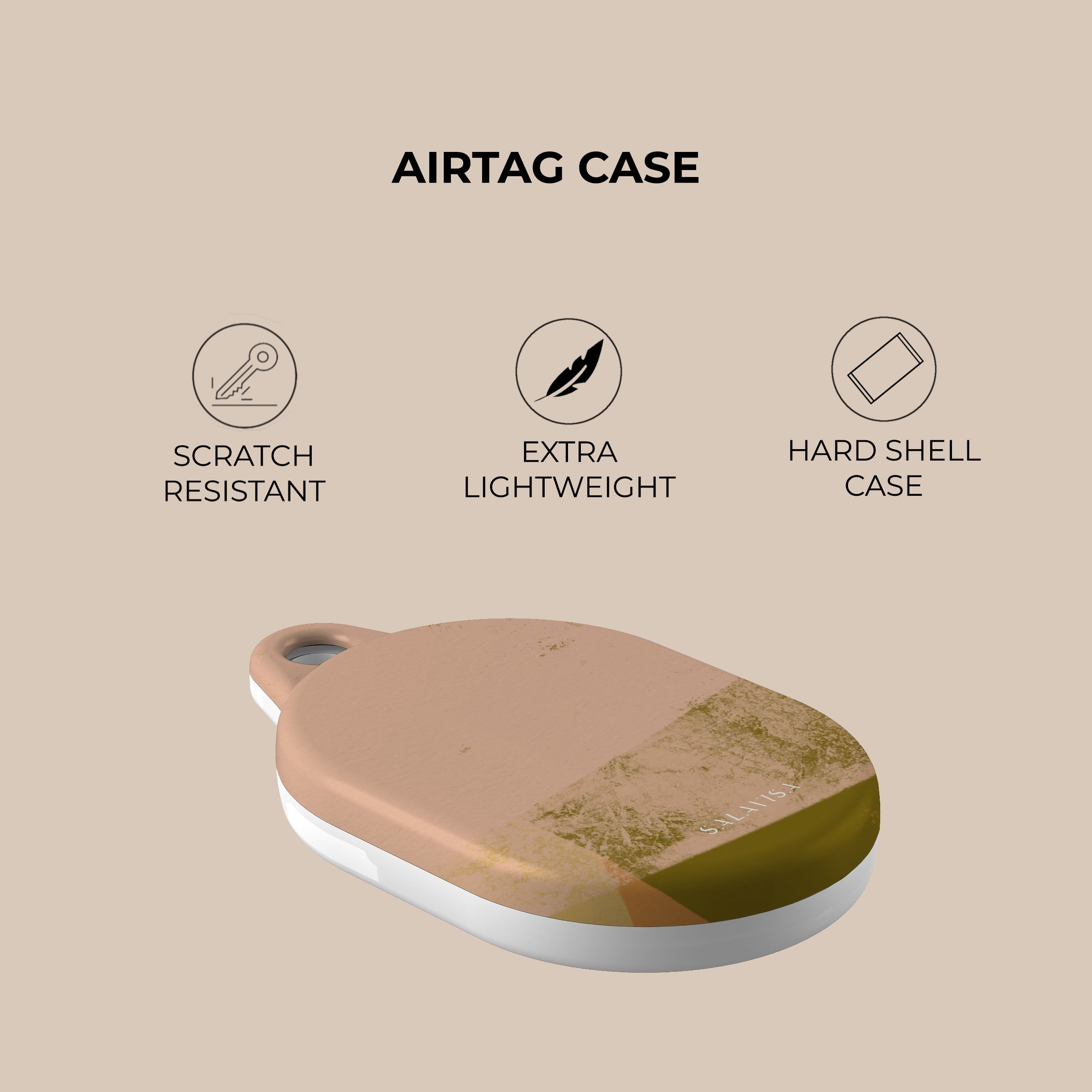 Premium Olive Green Organic Leather AirTag Holder - Durable & Eco-Friendly Keychain for iPhone, Wallet, Luggage & Pet Tracking | Waterproof & Stylish Accessory