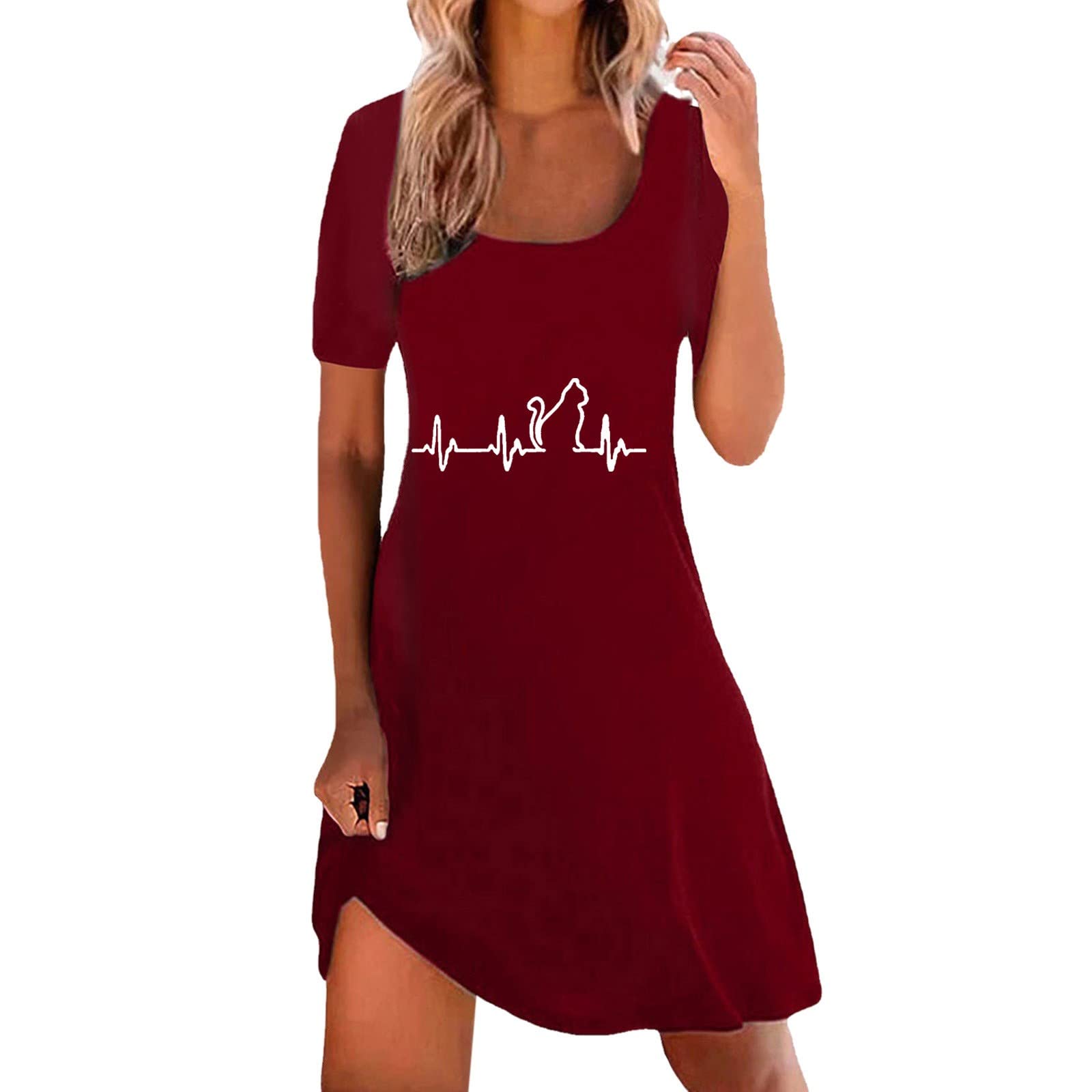 Women's Spring Summer Dresses 2022 - Floral Printed Round Neck Short Sleeve Casual Maxi Dress | Perfect for Beach Vacation, Date Night & Outdoor Parties (Size W40)