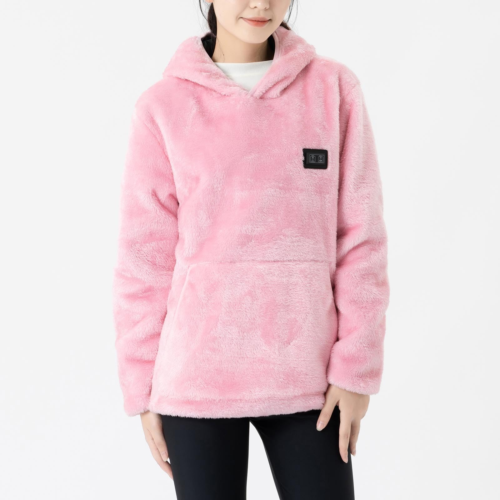 Oelaio Heated Fleece Hoodie for Men & Women - Long Sleeve Pullover Sweatshirt with Pockets, Perfect for Outdoor Activities, Winter Sports, and Casual Wear