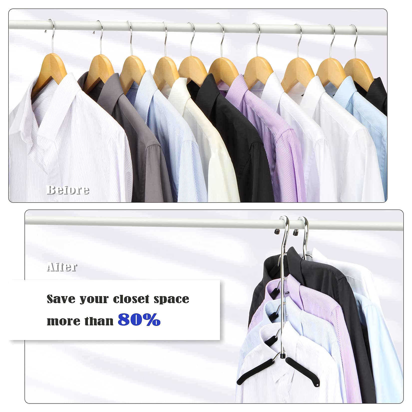 Space Saving Clothes Hangers 4-Pack - Heavy Duty Stainless Steel 5-Layer Non-Slip Padded Coat & Sweater Hangers with Swing Arms - Perfect for Closet Organization & Small Space Storage (Ideal for Apartments, Dorms & Travel)