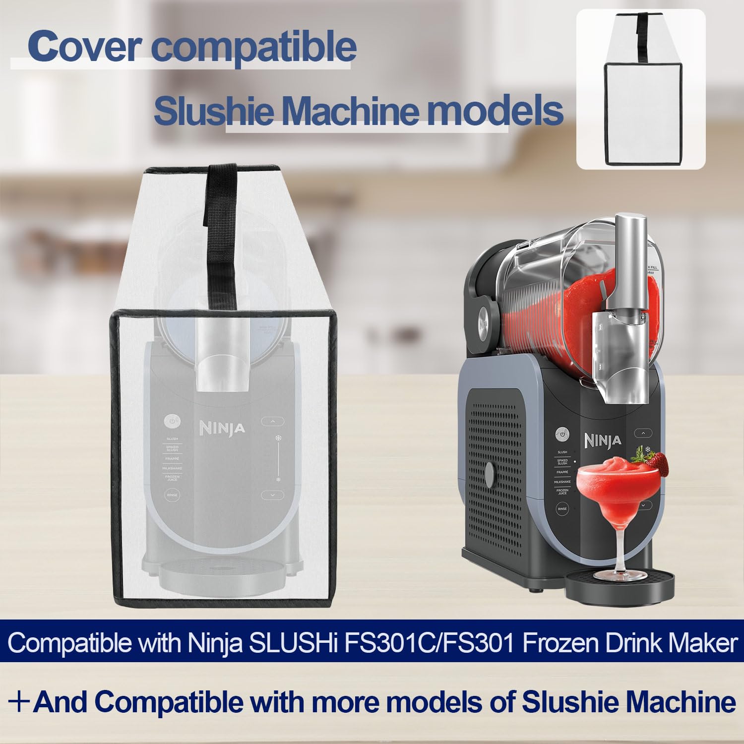 Heavy Duty Waterproof Slushie Machine Cover for Ninja FS301C/FS301 Professional Frozen Drink Maker - Thickened Dust Protective Case (Silver) | Perfect for Home Bars, Parties, and Commercial Use