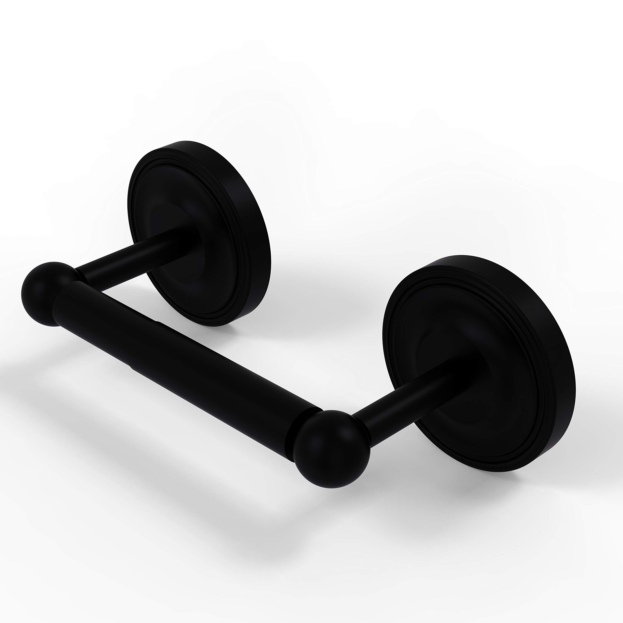 Allied Brass PR-24-BKM Matte Black 2-Post Toilet Paper Holder - Prestige Regal Collection Bathroom Tissue Dispenser for Modern & Luxury Home Decor