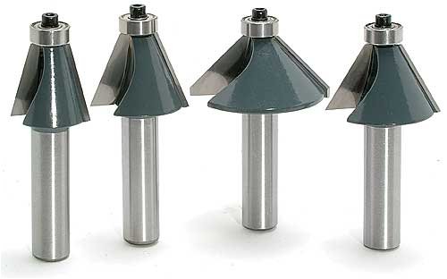 MLCS 4-Piece Chamfer Router Bit Set with 1/2