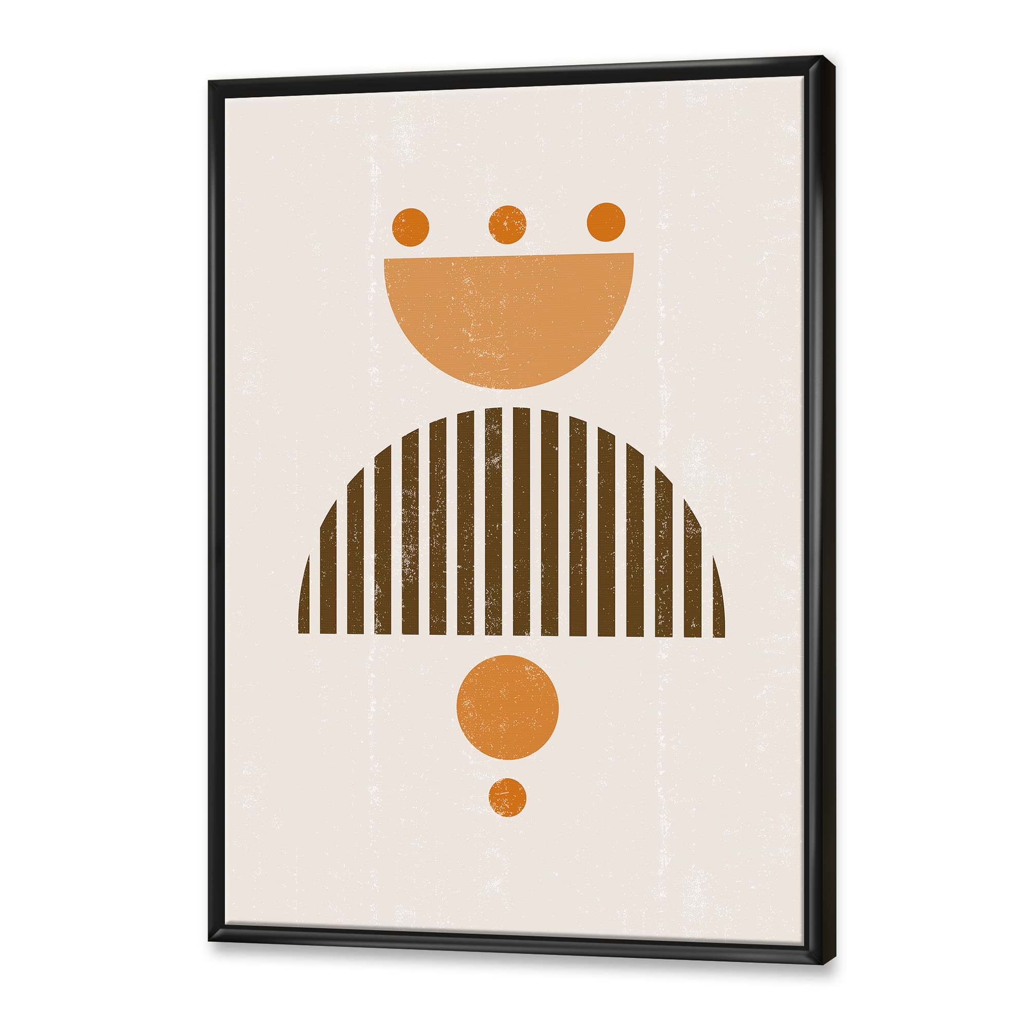 Abstract Minimal Sun and Moon Wall Art - Earth Tone Framed Canvas Print for Living Room & Bedroom Decor