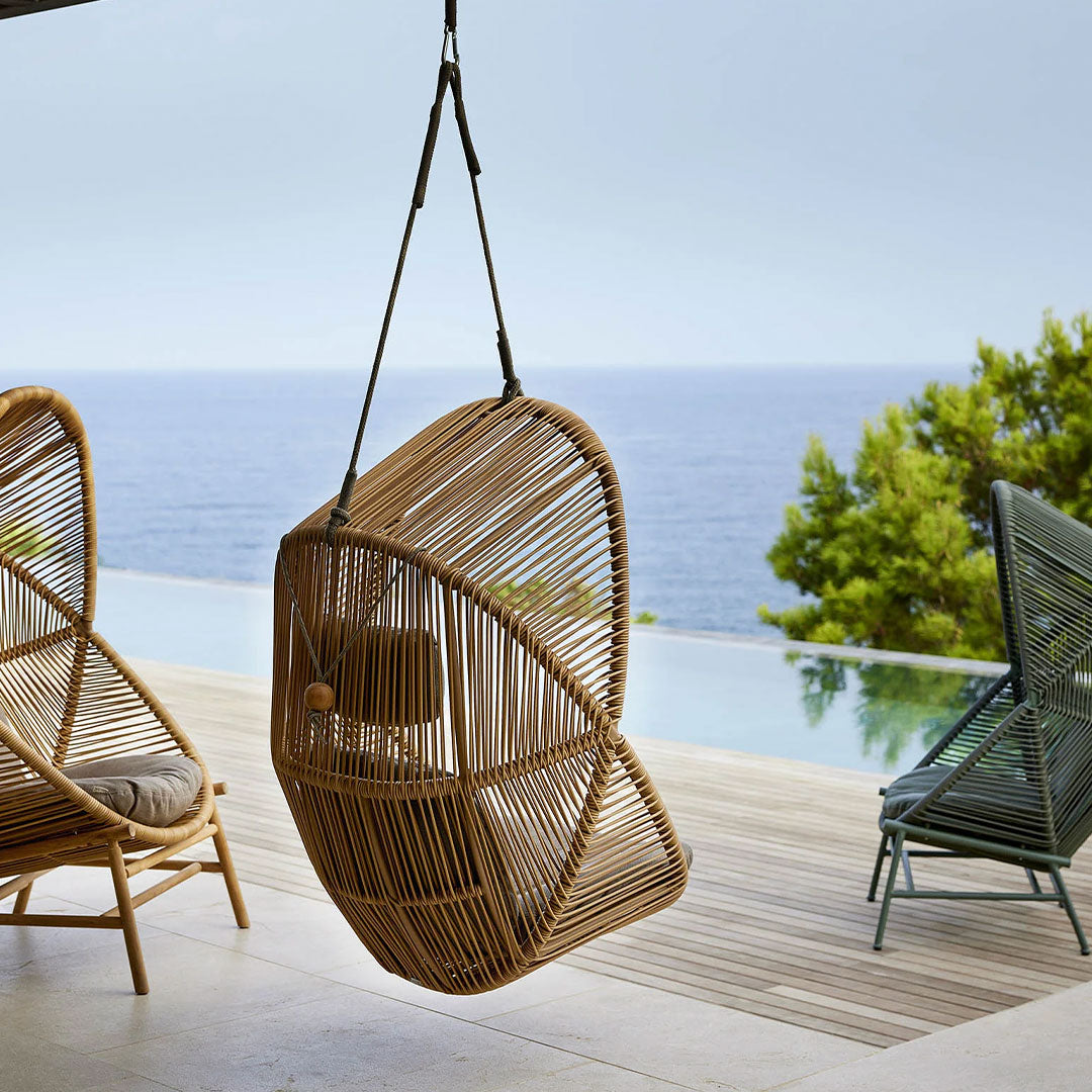 Foersom & Hiort Lorenzen Mdd Hive Chair with Cane Base - Modern Woven Rattan Dining Chair for Kitchen, Restaurant & Outdoor Patio Use