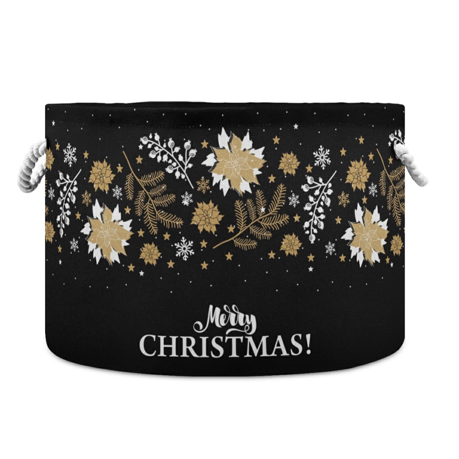 Xigua Floral & Merry Christmas Collapsible Toy Basket Storage Bin - Foldable Laundry Hamper for Closet, Fabric Organizer Bins for Home & Office - Perfect for Holiday Decor, Kids' Room Storage & Bedroom Organization