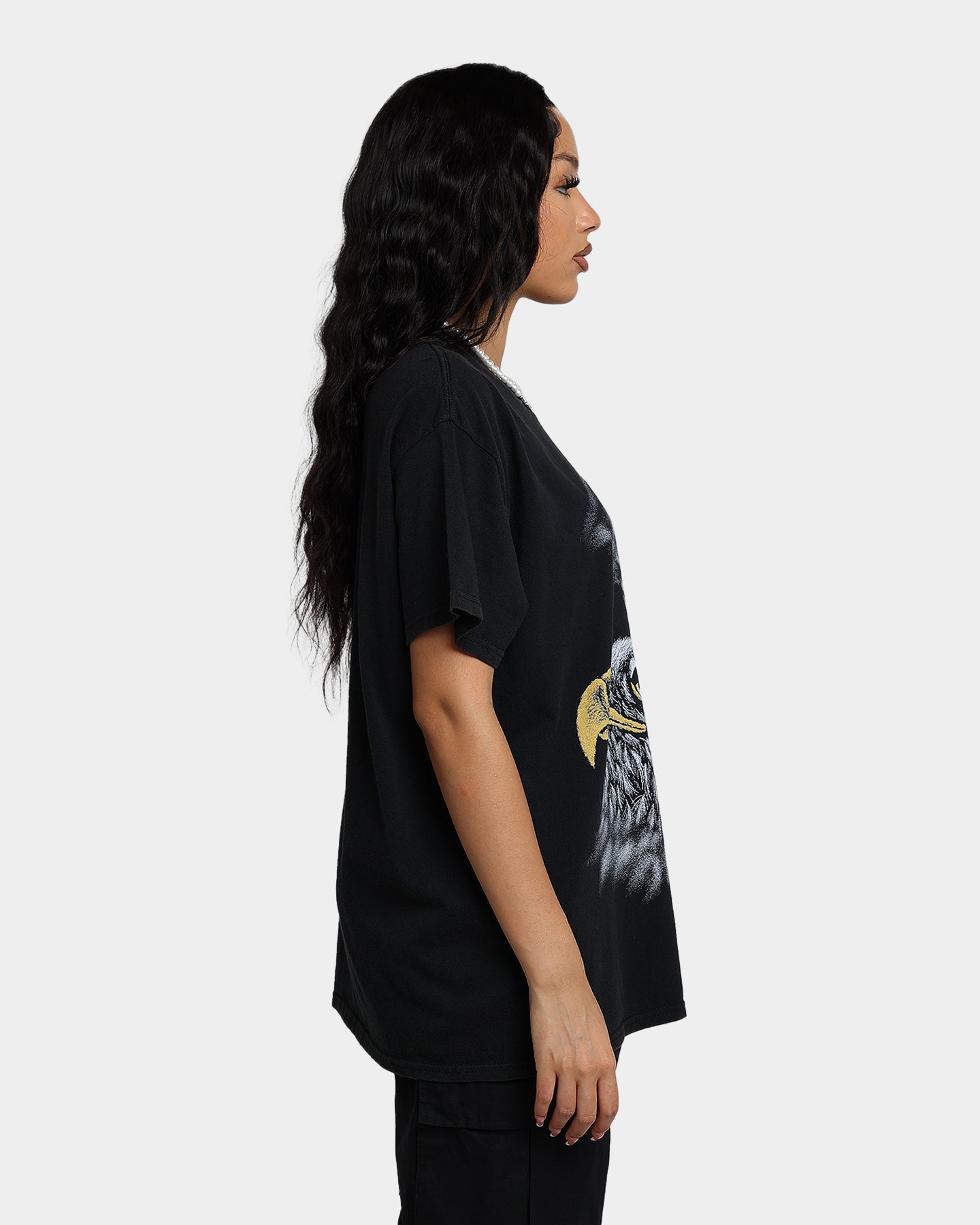 Vintage American Thrift Eagles Graphic T-Shirt - Black Washed Cotton Tee for Men & Women - Perfect for Casual Wear, Street Style & Retro Outfits