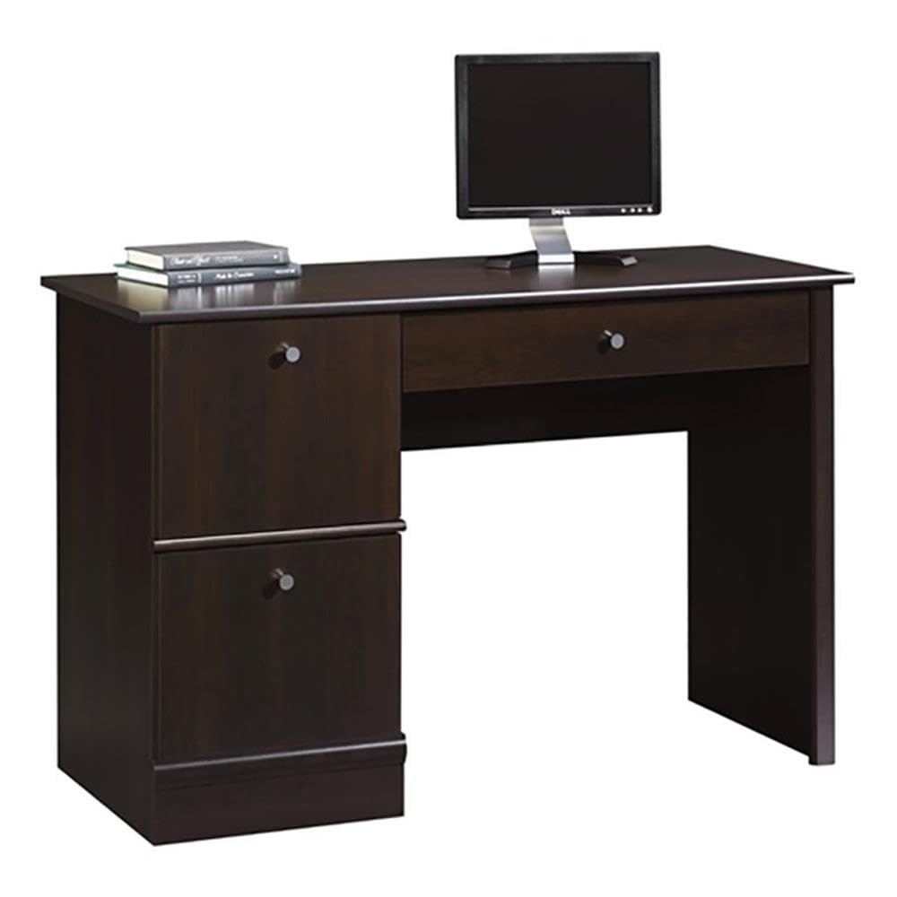 Pemberly Row Transitional Wood Computer Desk with Keyboard Tray in Cherry Finish - Home Office Desk for Work, Study & Gaming