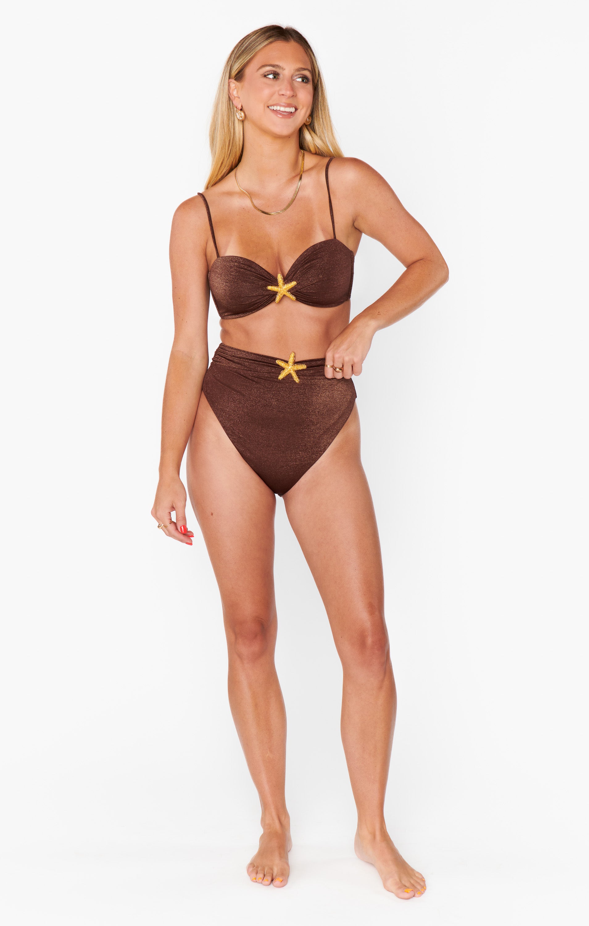 Cinnamon Shimmer Starfish Beirut Bottom - Stylish Women's Swimwear for Beach Vacations & Pool Parties