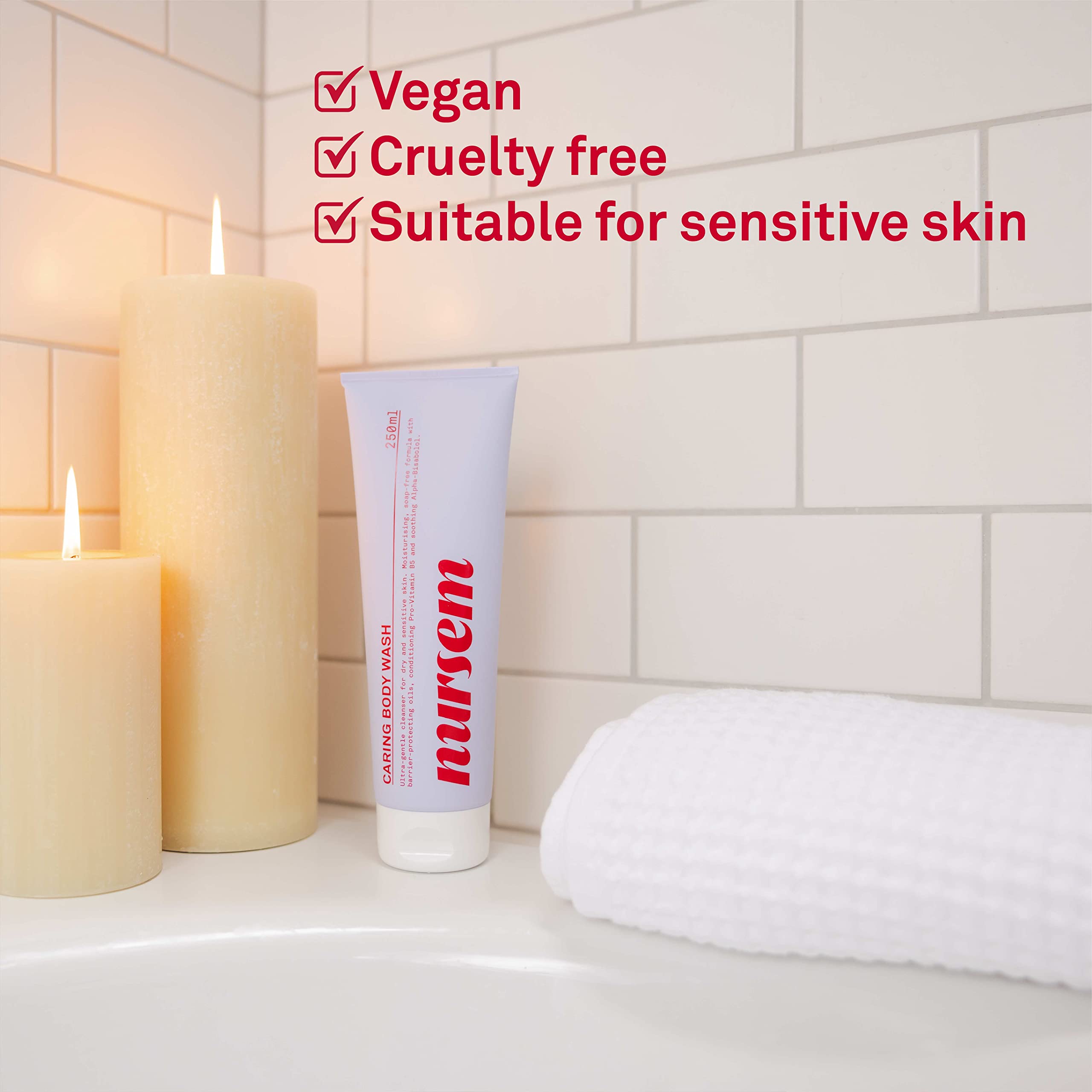 Nursem CARING BODY WASH 250ml - Ultra-Gentle Eczema Body Wash for Dry & Sensitive Skin | Soothes Irritation, Hydrates & Nourishes | Perfect for Daily Shower & Bath Routine