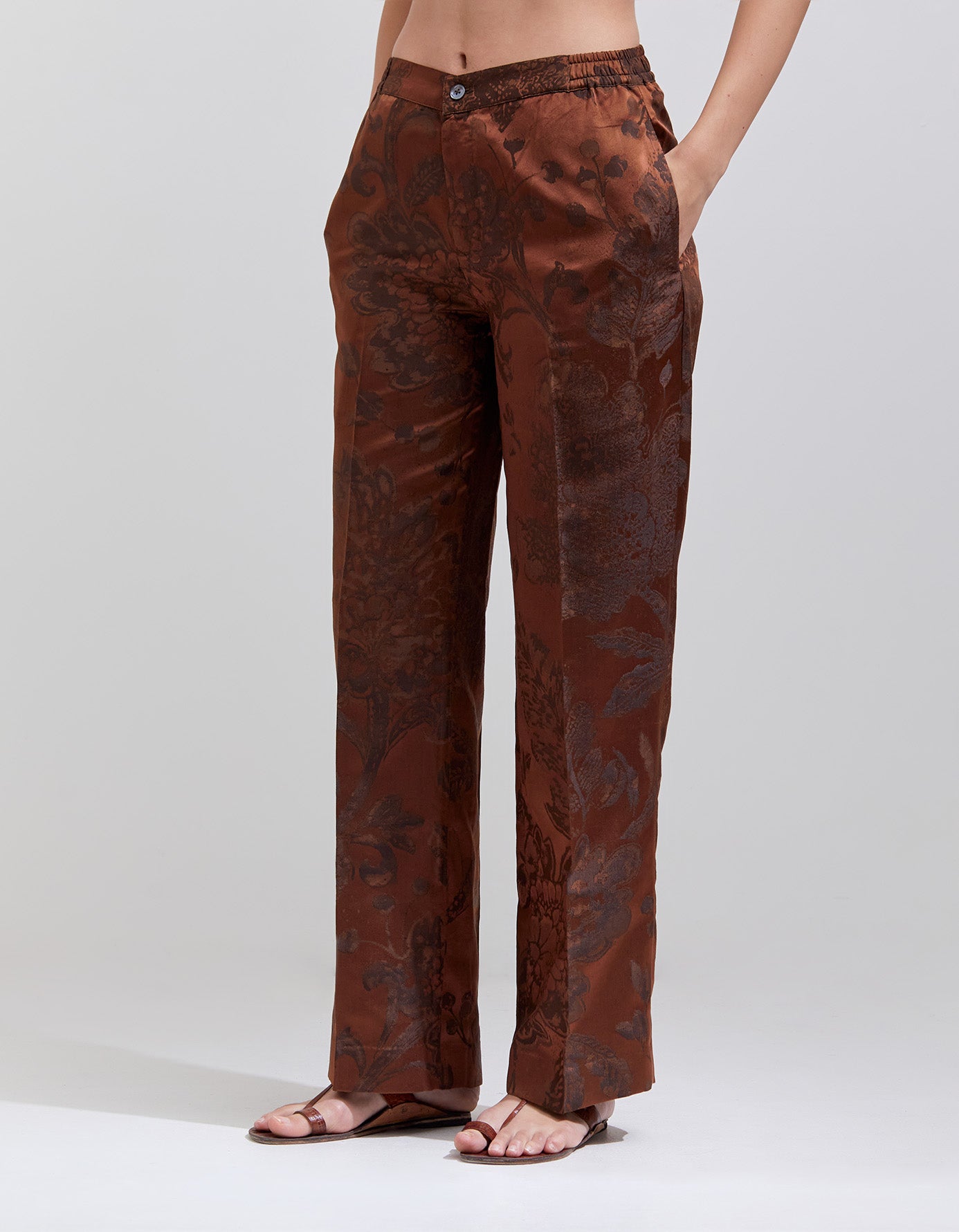 Premium Azaad Silk Damash Trousers in Caramel - Elegant Comfort for Special Occasions & Evening Events