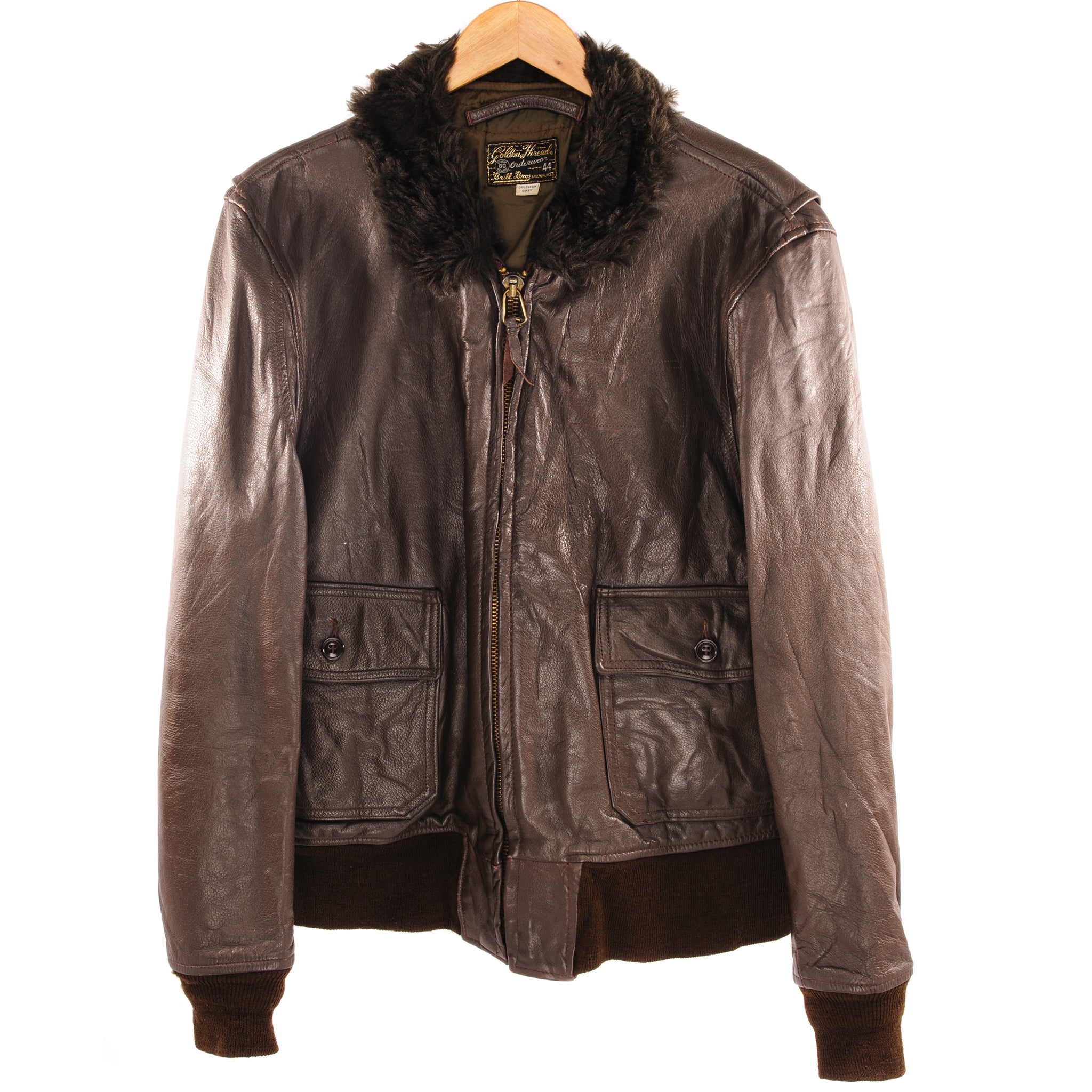 Vintage Brill Bros Leather Flight Jacket 1970s Type G1 Size 44 - Classic Aviator Bomber Jacket for Men | Perfect for Motorcycle Riding, Casual Wear & Vintage Fashion Enthusiasts