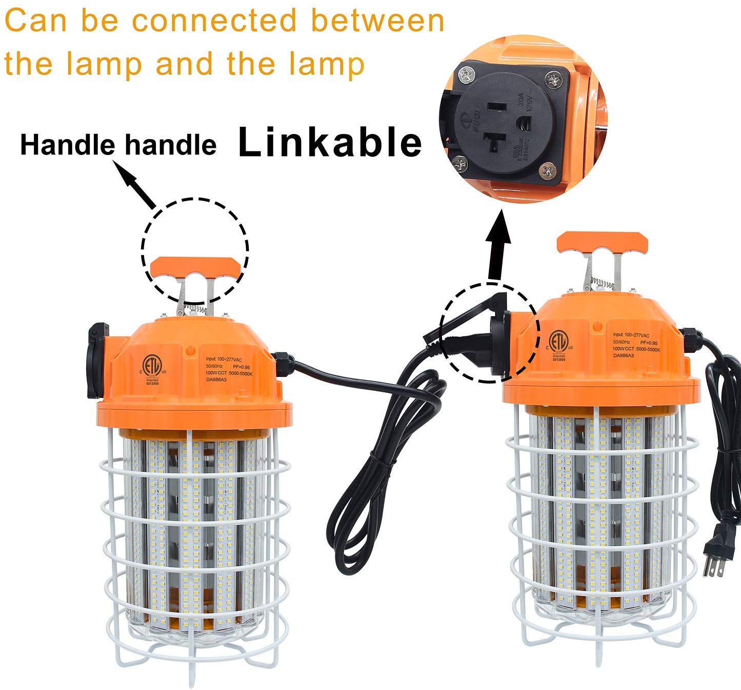 100W LED Work Light - 15500LM Waterproof Construction Lighting, 5000K Daylight White for Job Sites & Outdoor Projects - Ideal for Construction, Workshops, and Emergency Repairs