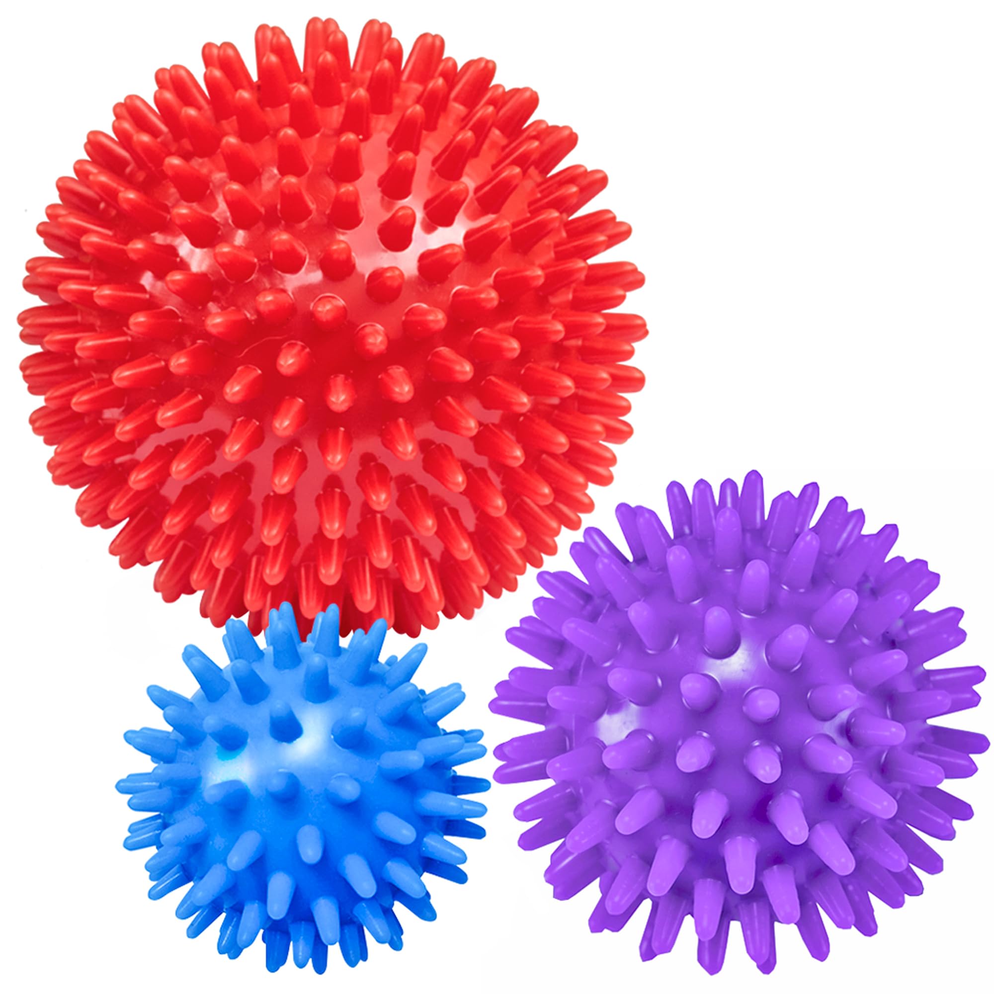 Beenax Spiky Massage Balls Set of 3 (6cm, 8cm, 10cm) - Deep Tissue Therapy for Plantar Fasciitis, Trigger Point & Myofascial Release - Perfect for Yoga, Pilates, Physical Therapy & Stress Relief at Home or Gym