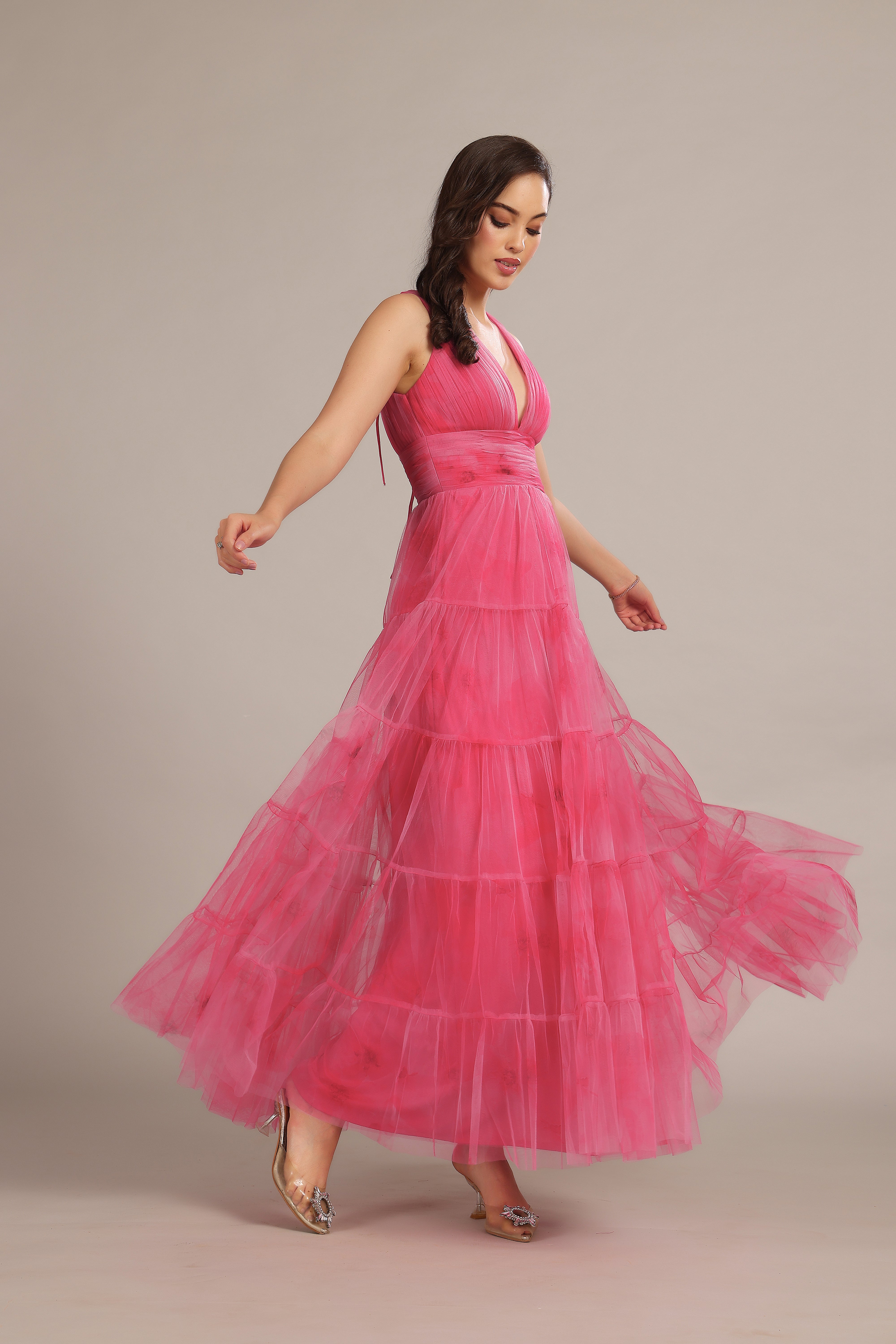 Candace Maxi Dress - Floral Print, Bright Pink, Women's Summer Dress for Beach, Vacation & Casual Wear