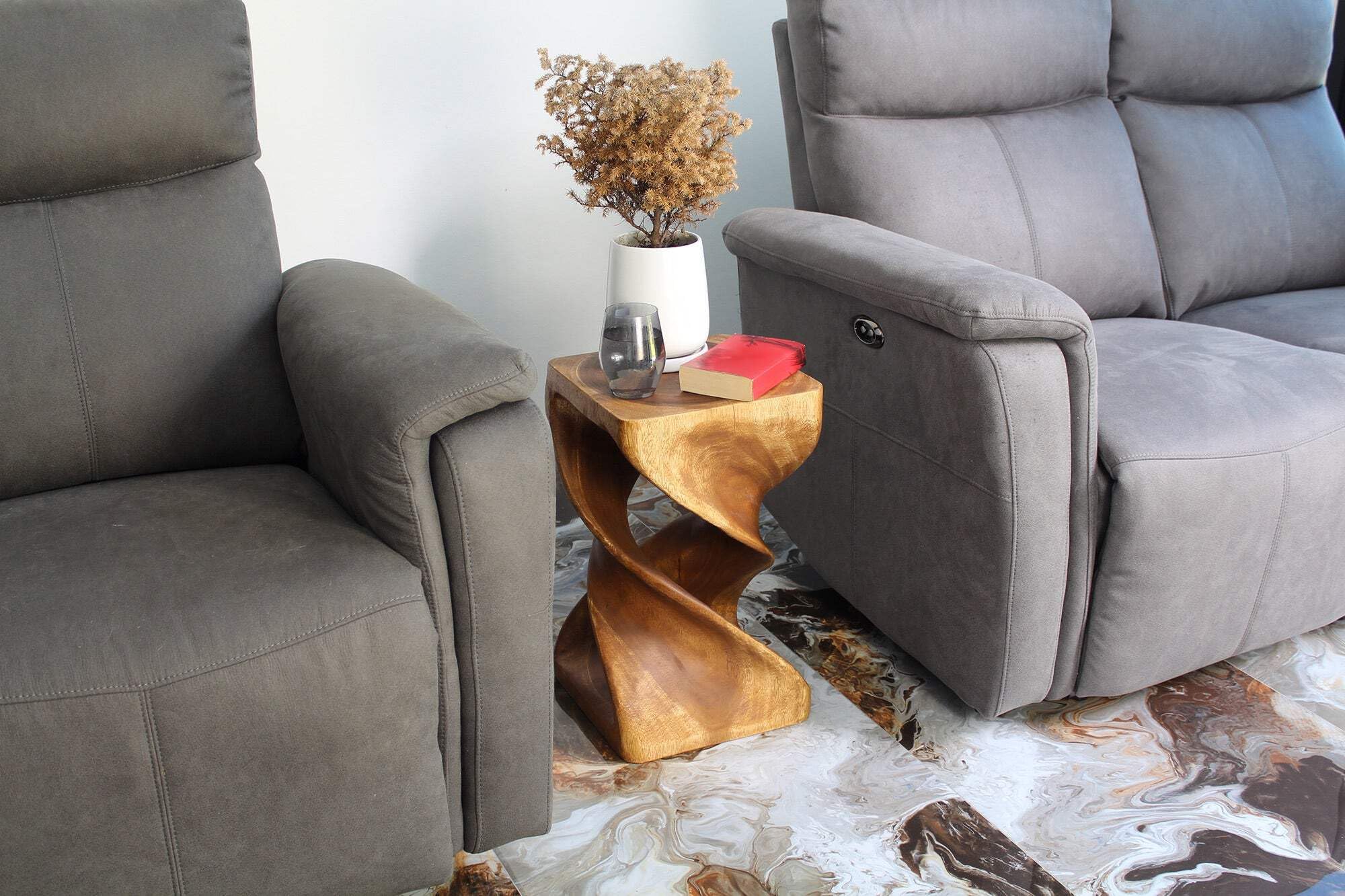 Haussmann Wood Double Twist Stool Table - 12