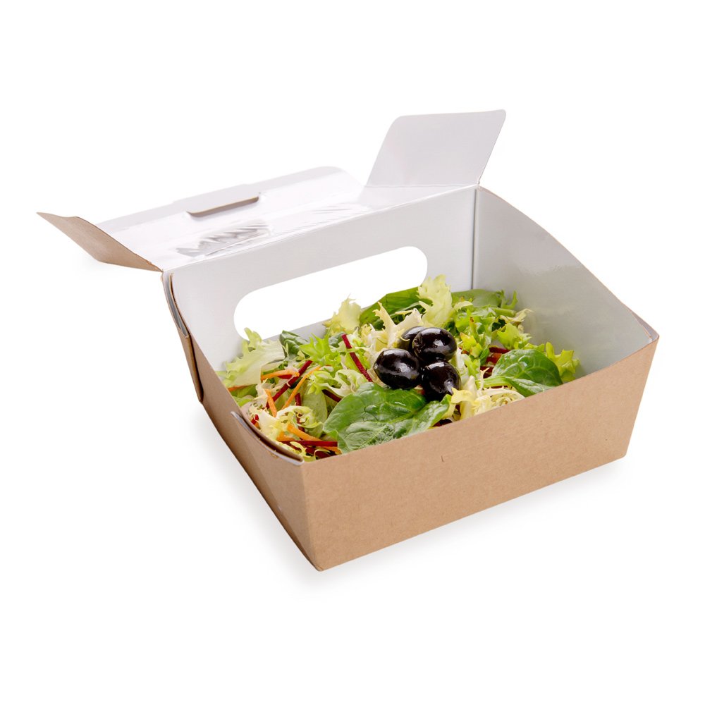 41oz Cafe Vision Food Storage Boxes - 200 Grease-Resistant Bakery Gift Boxes with Built-In Lids & 2 Windows | Kraft Paper Brownie Containers for Meals, Desserts & Pastries (5.3x6x2.6 Inch) - Perfect for Bakeries, Cafes & Restaurant Takeout
