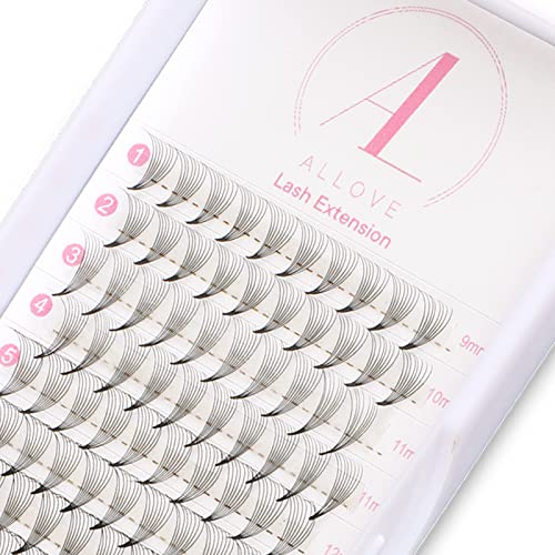 ALLOVE 8D 0.07 D Curl 10mm Russian Volume Eyelash Extensions - Premade Fans with Short Stem for Natural Look | Perfect for Daily Wear, Special Occasions & Professional Salon Use