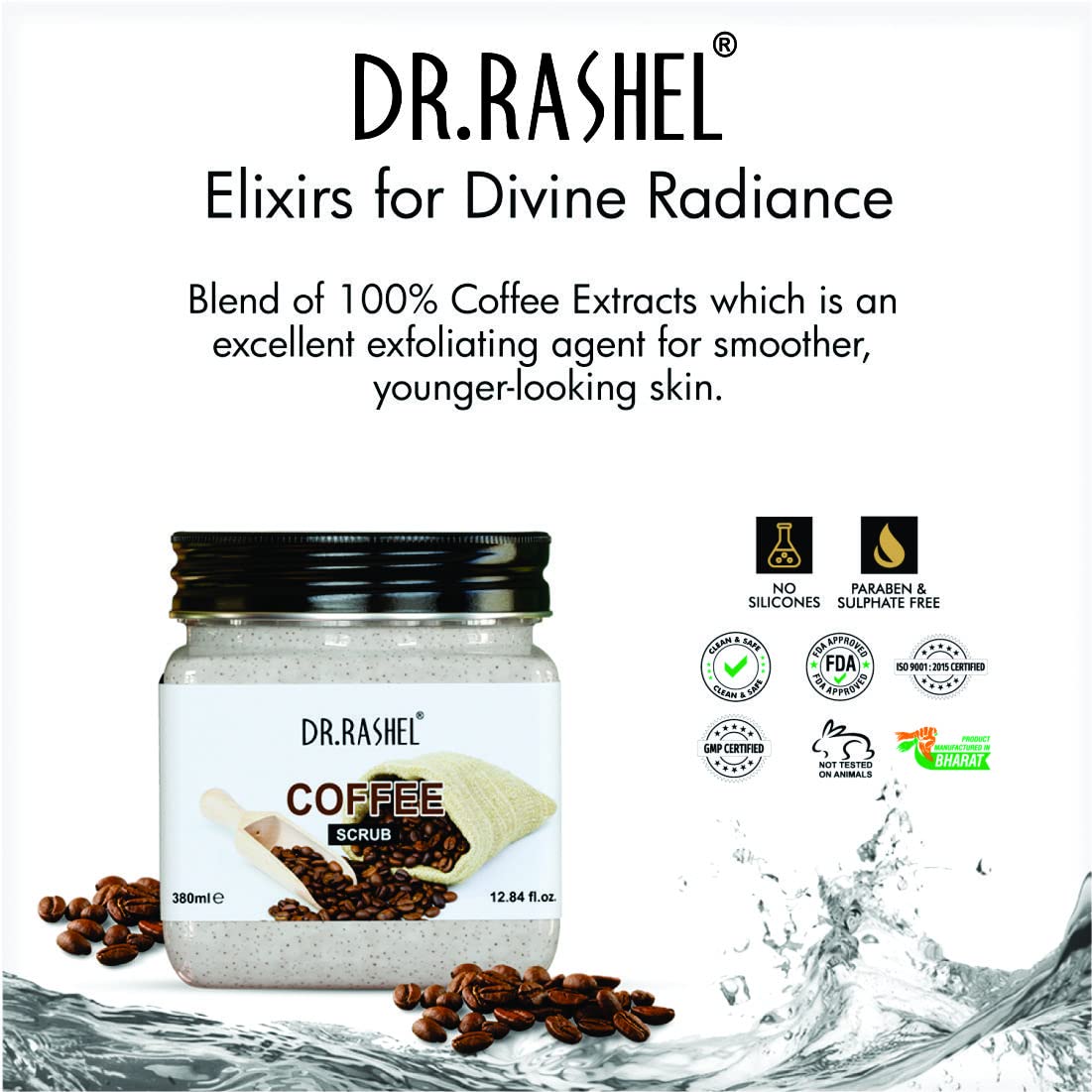 DR.RASHEL Vitamin C Coffee Scrub for Face & Body - Exfoliating & Brightening Treatment for Dark Circles & Skin Rejuvenation (380ml) - Perfect for Morning Routine & Spa Day Self-Care