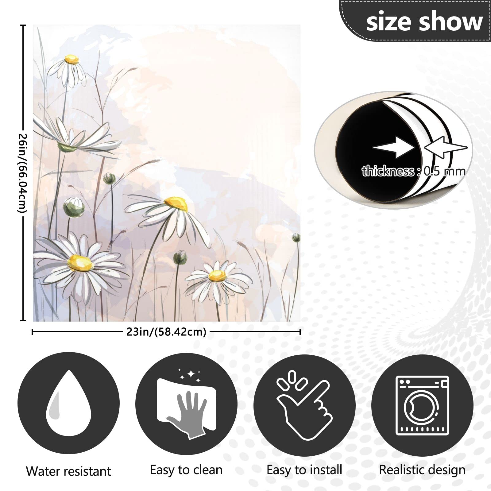 Romantic Daisy Flower Dishwasher Magnet Sticker - Decorative Appliances Cover Art for Refrigerator & Dishwasher Panel - Perfect for Kitchen, Home Decor & Gift Giving