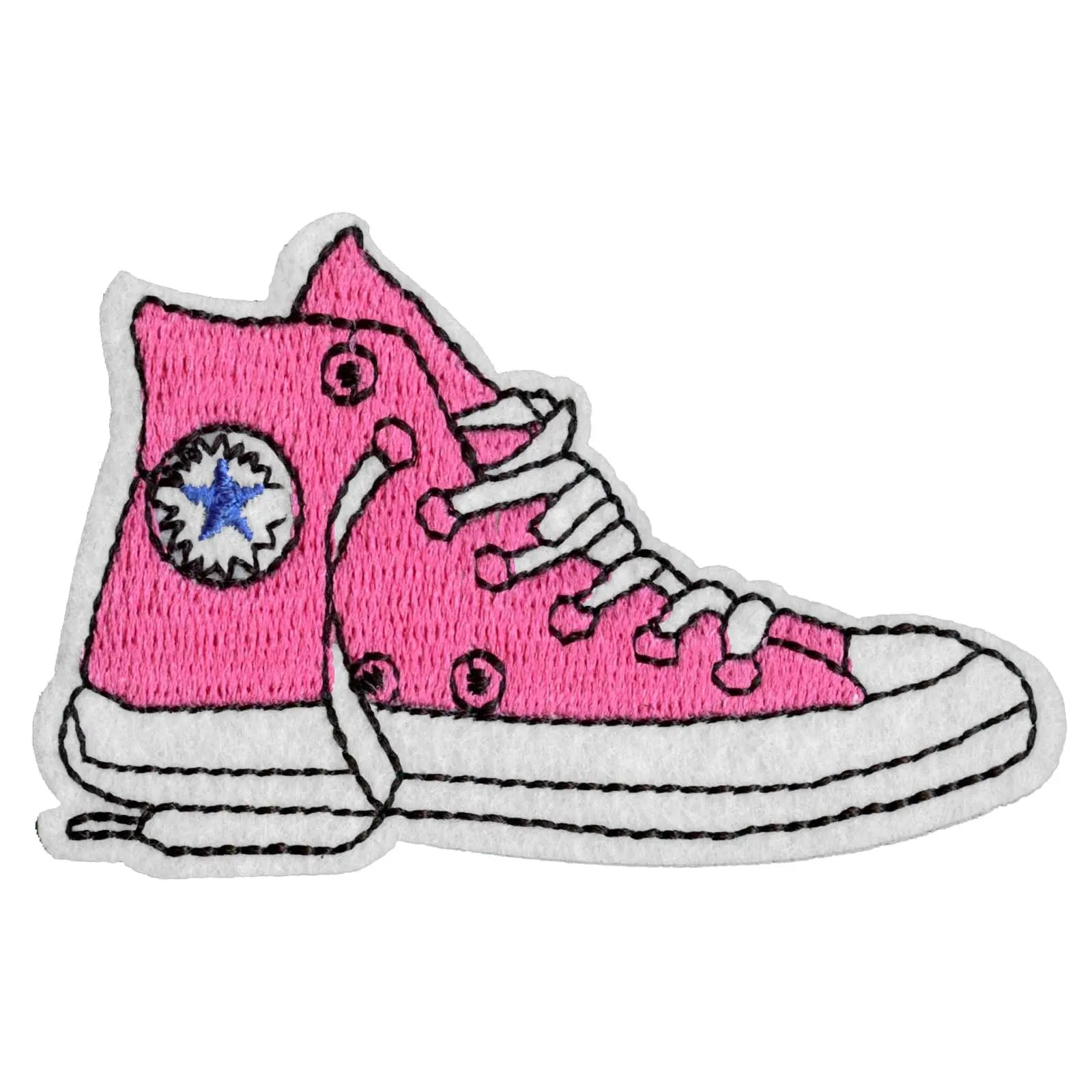 Pink High Top Sneaker Patch - Embroidered Iron-On Shoe Badge for DIY Customization | Perfect for Sneaker Decoration, Fashion Accessories & Personalized Gifts