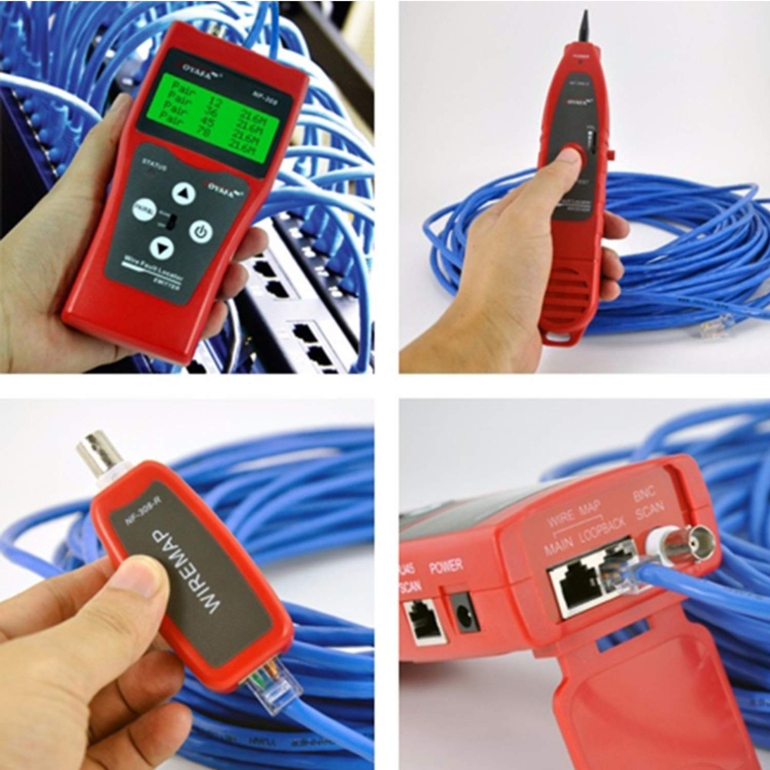 3-in-1 NF-308 Digital LCD Network Cable Tester - Telephone Wire Tracker, Ethernet Cable Finder & Line Locator for Home/Office Network Installation & Maintenance