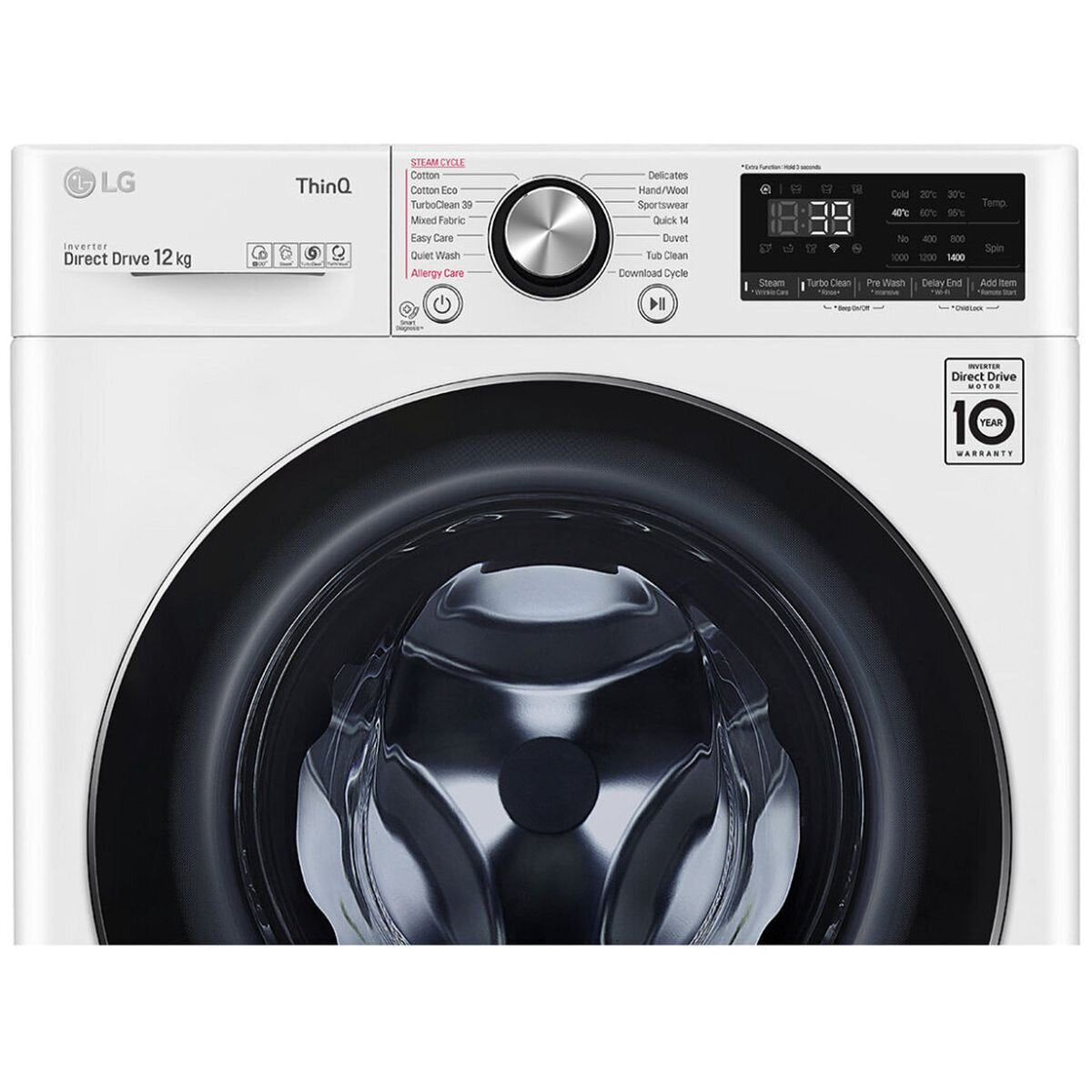 LG 12kg Front Load Washing Machine WV9 1412W - Energy Efficient, Large Capacity Washer for Family Laundry | Perfect for Apartments & Smart Homes