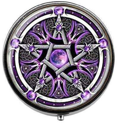 Purple Wiccan Pentagram Pill Box - Pagan Jewelry & Candy Storage - Perfect for Wiccan Rituals, Altar Decor & Spiritual Gift Giving