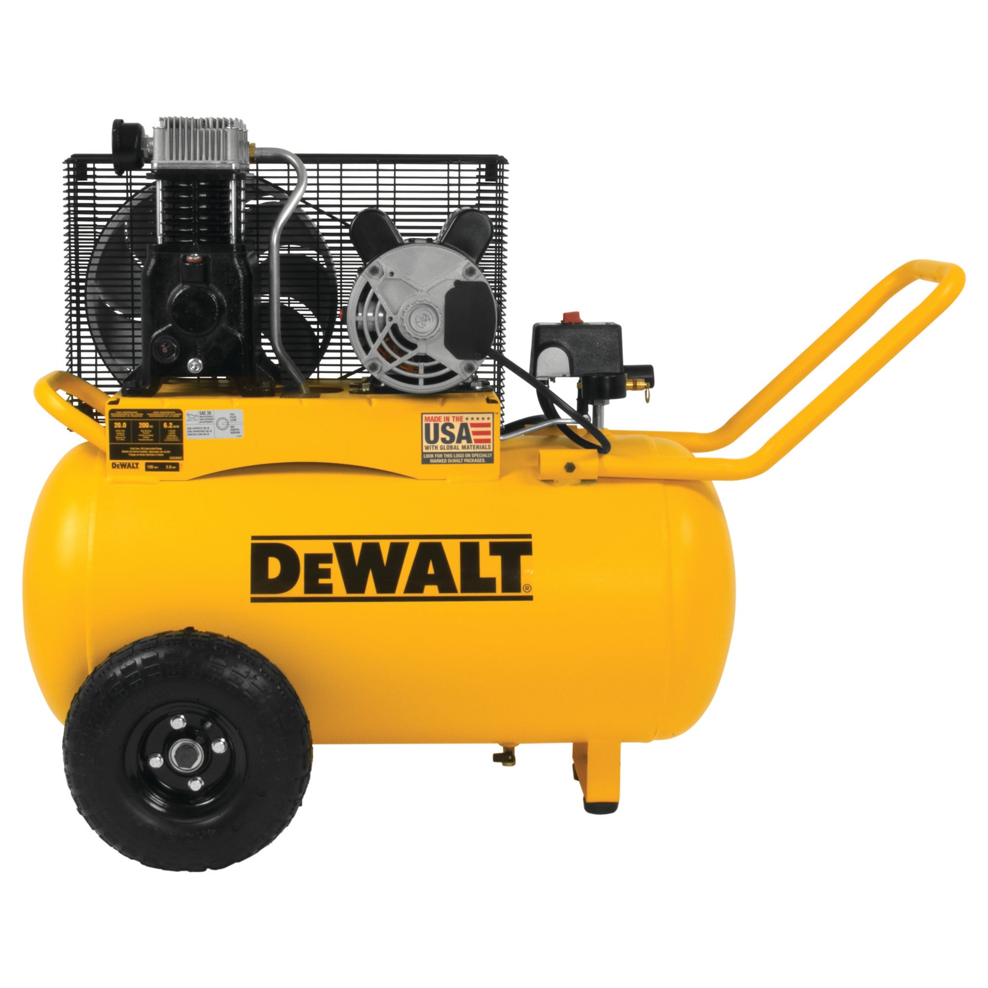**DeWALT DXCM201 20-Gallon 200 PSI Oil-Lubricated Belt Drive Horizontal Air Compressor – Ideal for Home Workshops, Construction Sites & Heavy-Duty Pneumatic Tools**