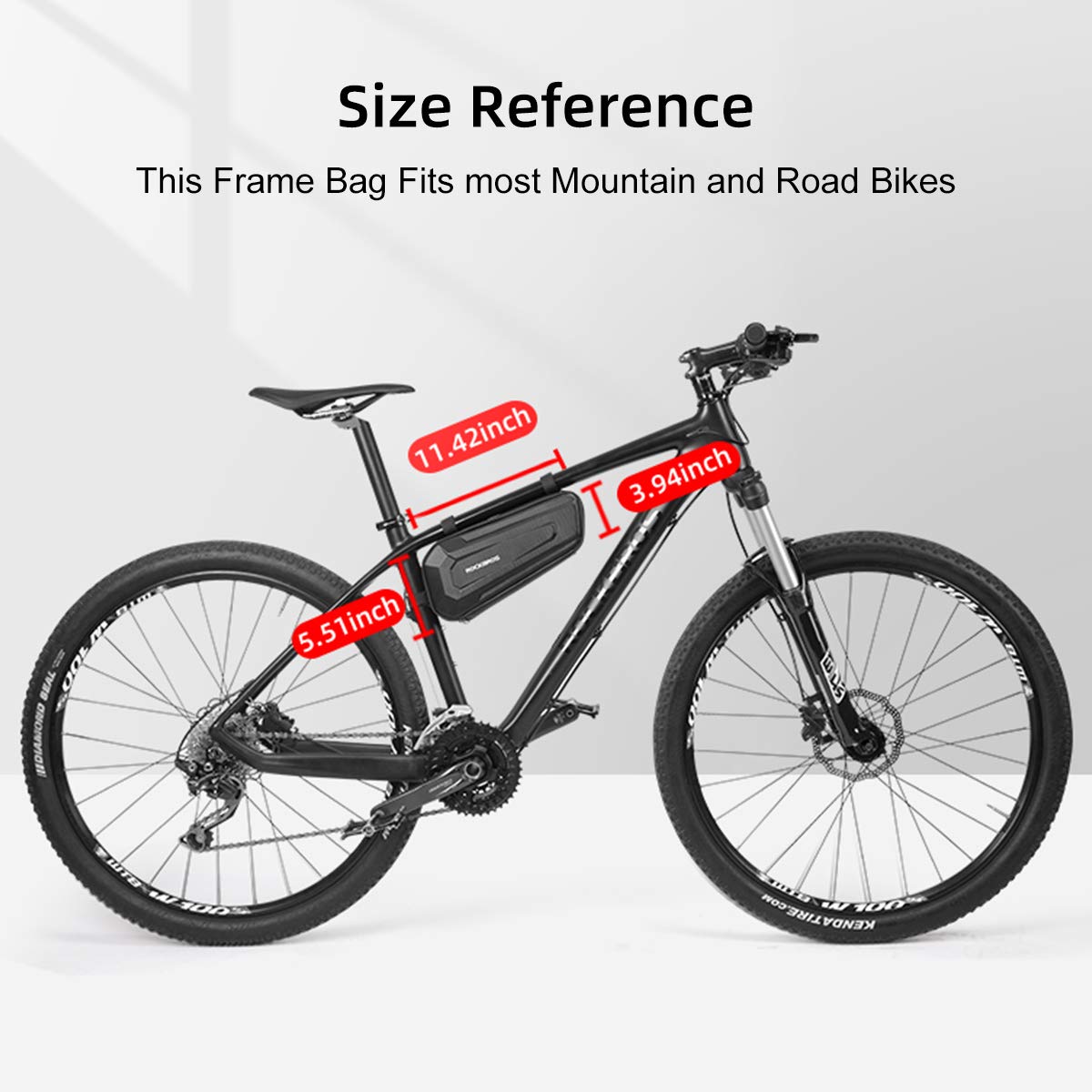 ROCKBROS Waterproof EVA Bike Frame Bag - Triangle Storage Pouch for Mountain & Road Bicycles | Under Top Tube Saddle Bag | Durable Cycling Accessories for Commuting, Touring & Outdoor Adventures