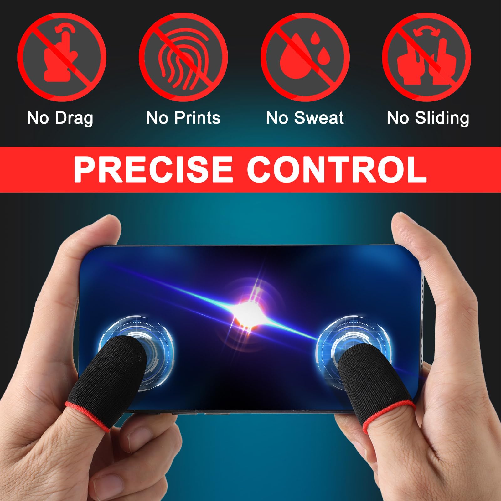 10Pcs Anti-Sweat Gaming Finger Sleeves for Mobile Phones & Controllers - Superconductive Nanofiber Touchscreen Gloves for Enhanced Grip & Precision (Perfect for PUBG, Fortnite & Esports)