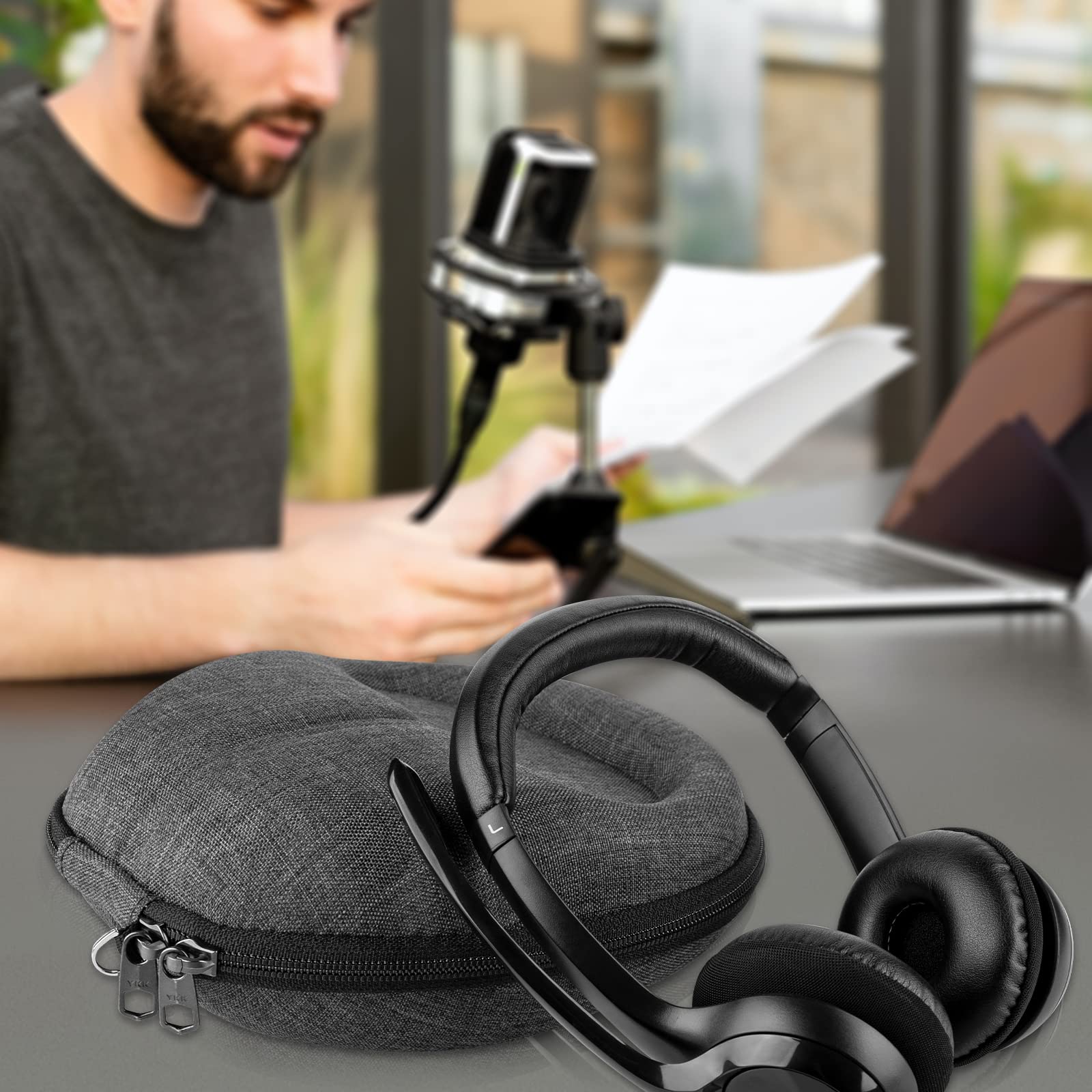 Geekria Shield Hard Shell Travel Case for On-Ear Headphones - Compatible with JBL E40BT, E45BT, E50BT, E30 - Protective Storage Bag with Cable Organizer (Dark Grey) - Perfect for Travel, Commuting & Daily Use