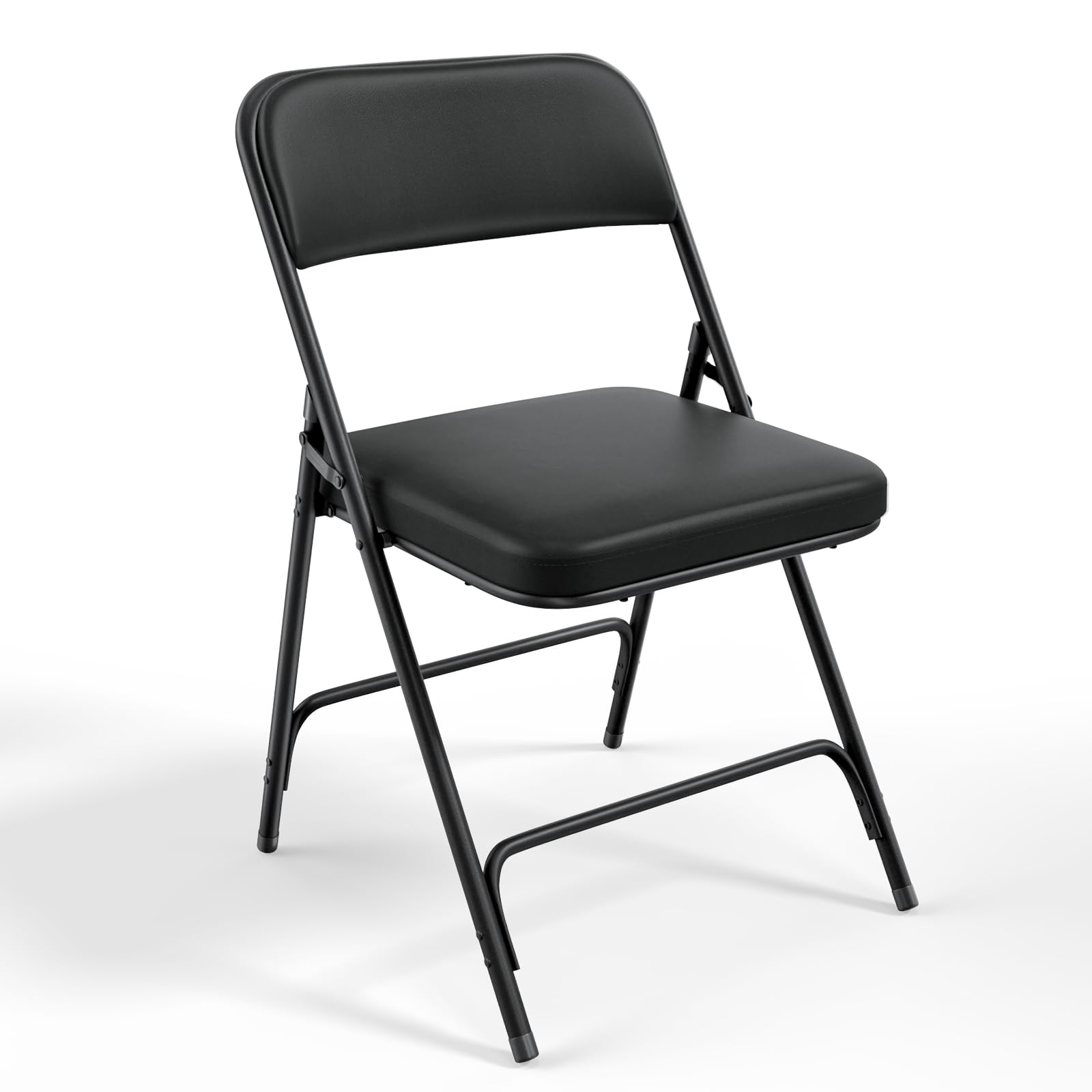 VINGLI Padded Folding Chairs with Thick Seat Cushion - Portable, Durable & Comfortable PU Foldable Chairs for Indoor Outdoor Use - Perfect for Banquet, Party, Dining, Work, Craft, Camping, Picnic, Garden - Black (1 Pack)