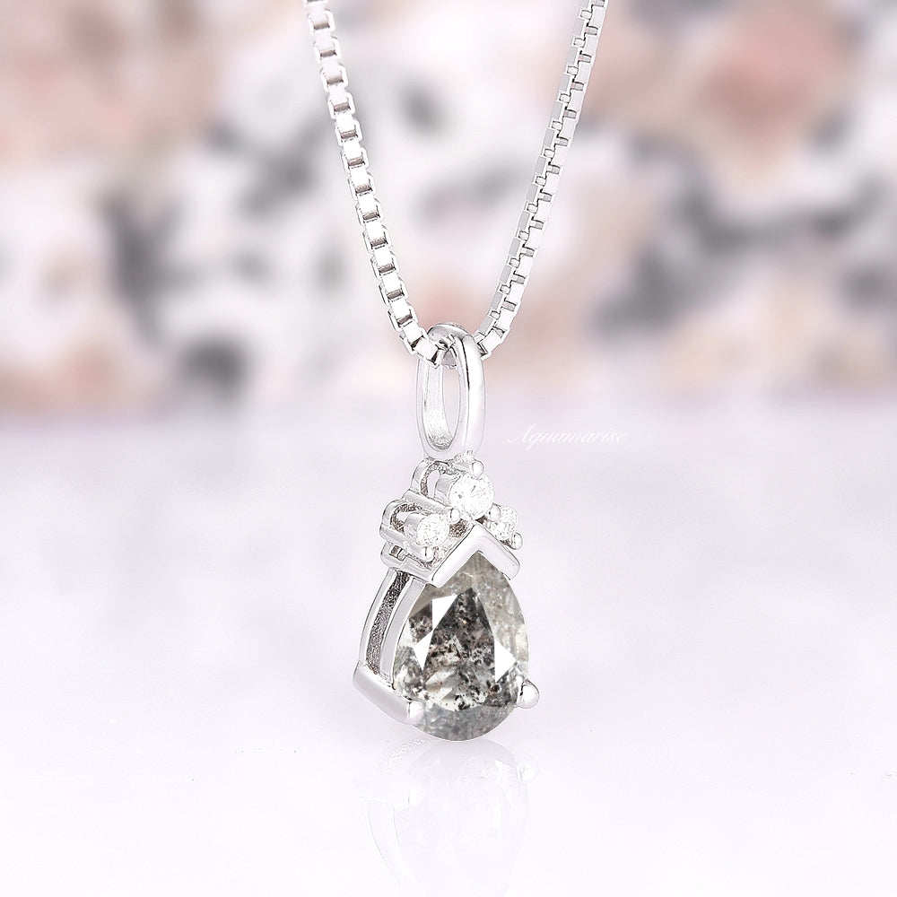 Galaxy Raw Salt & Pepper Diamond (Herkimer Diamond) Sterling Silver Pendant Necklace - Unique Boho Jewelry for Women, Perfect for Everyday Wear & Special Occasions