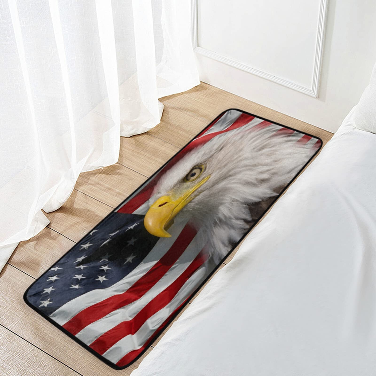 American Flag Patriotic Eagle Kitchen Rug - Non-Slip Anti-Fatigue Washable Floor Mat for Home, Kitchen, Office & Laundry Room - 39x20 Inches - Perfect for July 4th Decor, Veterans Day & Patriotic Home Décor