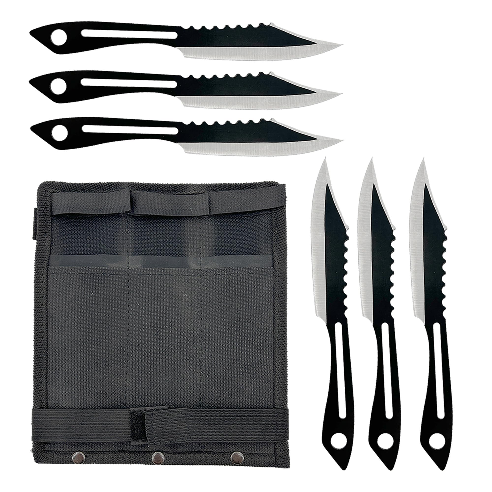 MedievalDepot 6-Piece Throwing Knife Set - 7.5 Inch Stainless Steel Knives with Black Leather Sheath | Perfect for Outdoor Survival Training, Target Practice & Medieval Reenactments
