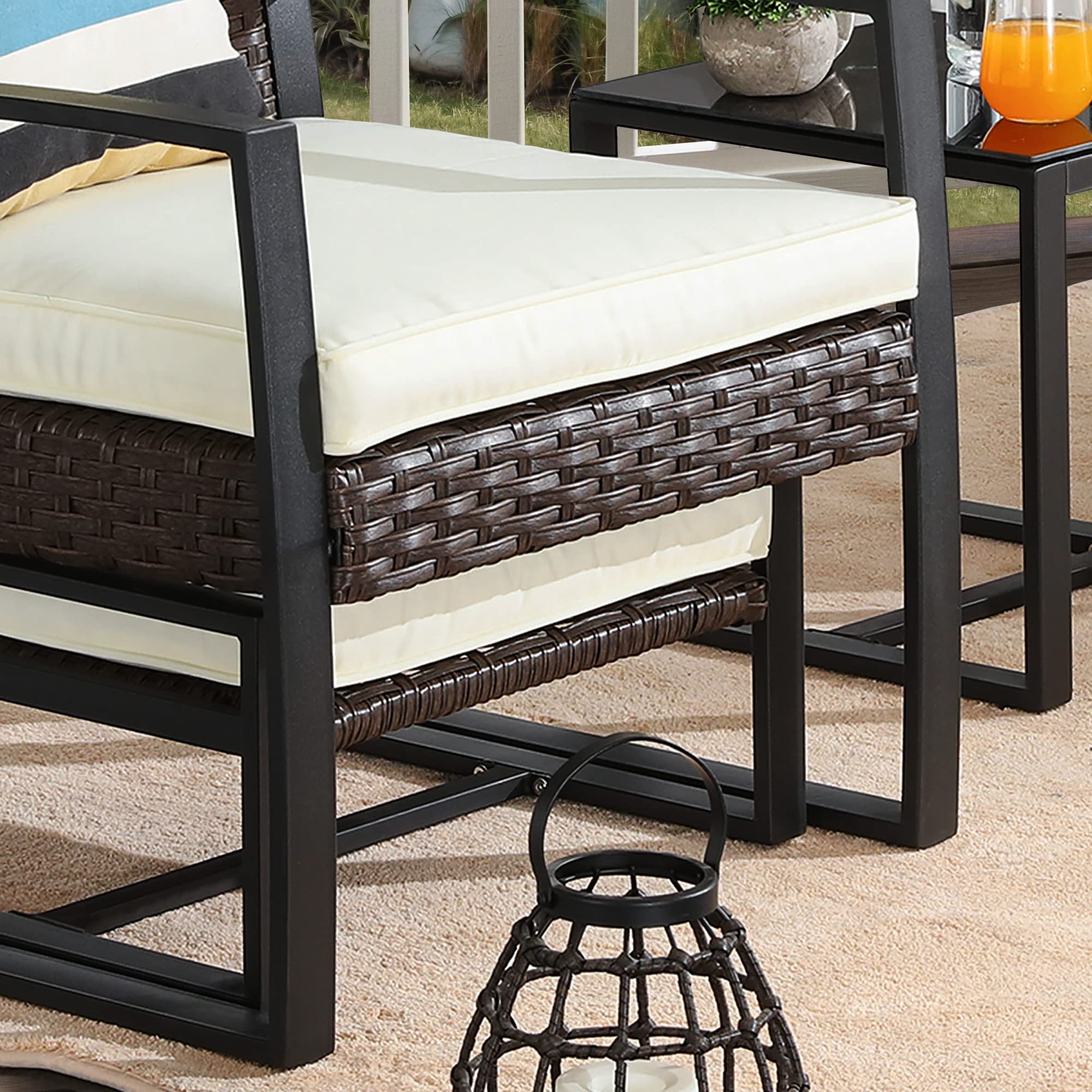 PatioFestival 5-Piece Outdoor Wicker Conversation Set with 3.1