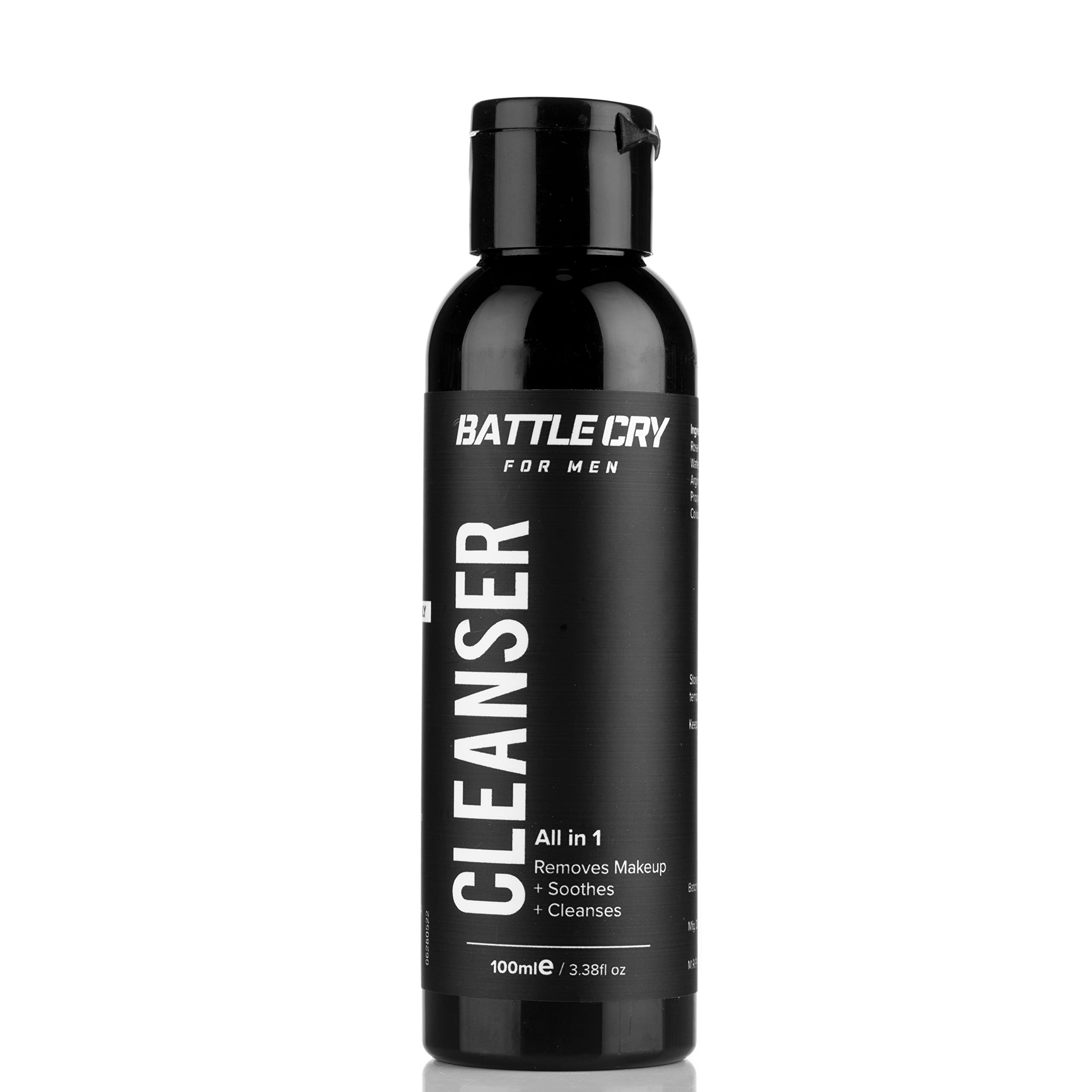 Battle Cry Men's Makeup Kit - Lightweight Liquid Foundation with Sponge, Face Cleanser, Long-Lasting Primer - All-in-1 Party Makeup Set (Light, 4-Pack) for Cosplay, Halloween, and Special Events