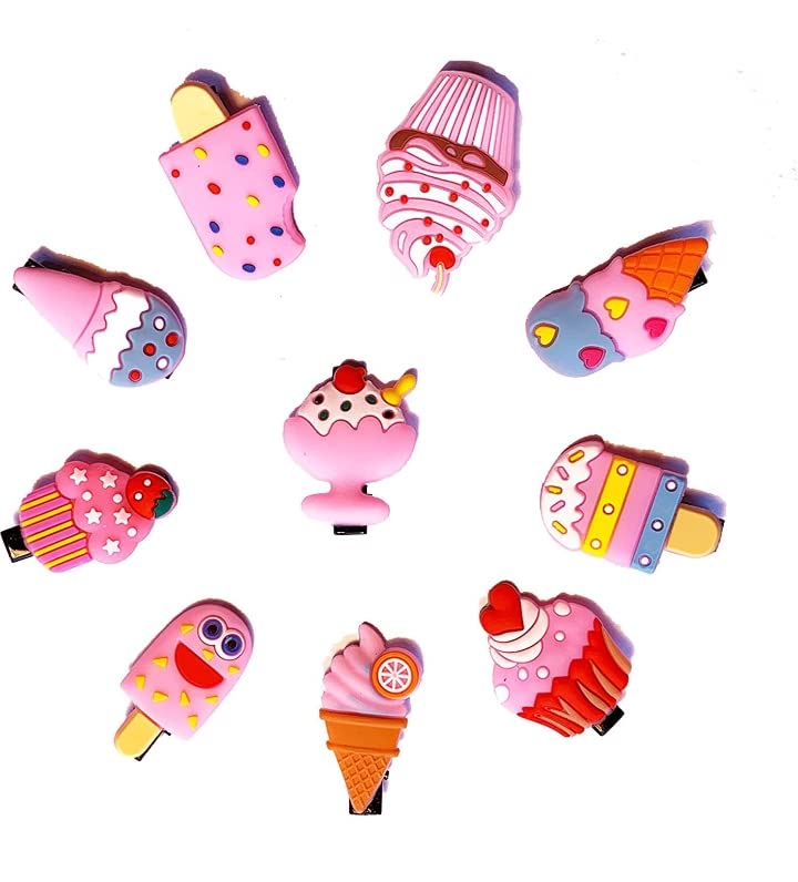 10PCS Sashimi Ice Cream Hair Clips for Baby Girls - Cute Cupcake Hairpins Set for Toddlers & Kids - Perfect for Parties, School & Daily Styling