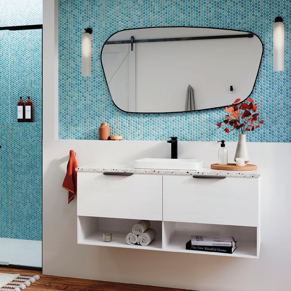 Fienza FMCA65120B Capriccio Matte Black Asymmetrical Framed Bathroom Mirror 26
