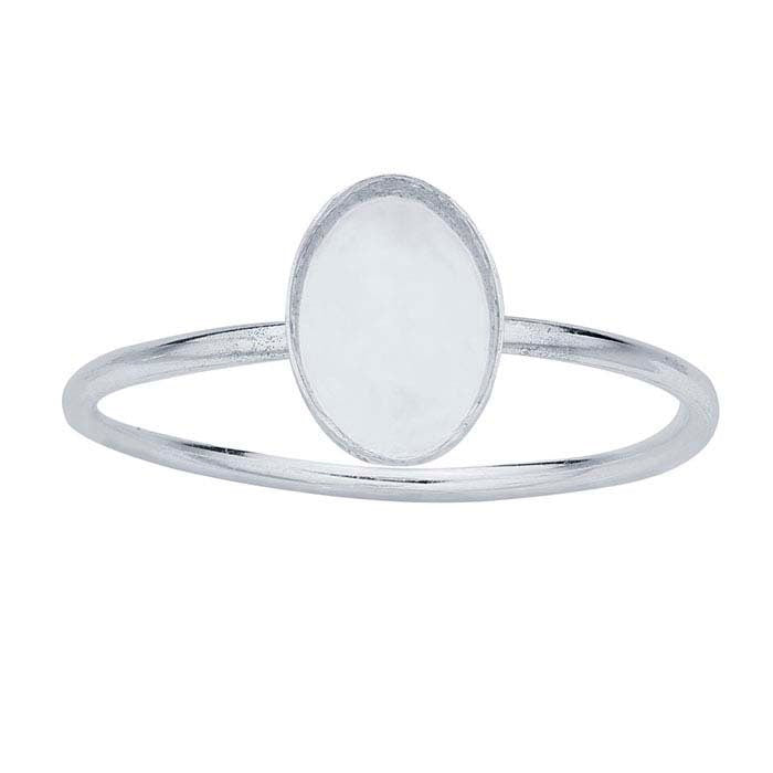 Sterling Silver 6x4mm & 10x8mm Oval Cabochon Ring Mounting - Size 5 to 8 - Blank Jewelry Setting for DIY Gemstone Rings - Perfect for Handmade Jewelry Making & Gift Giving