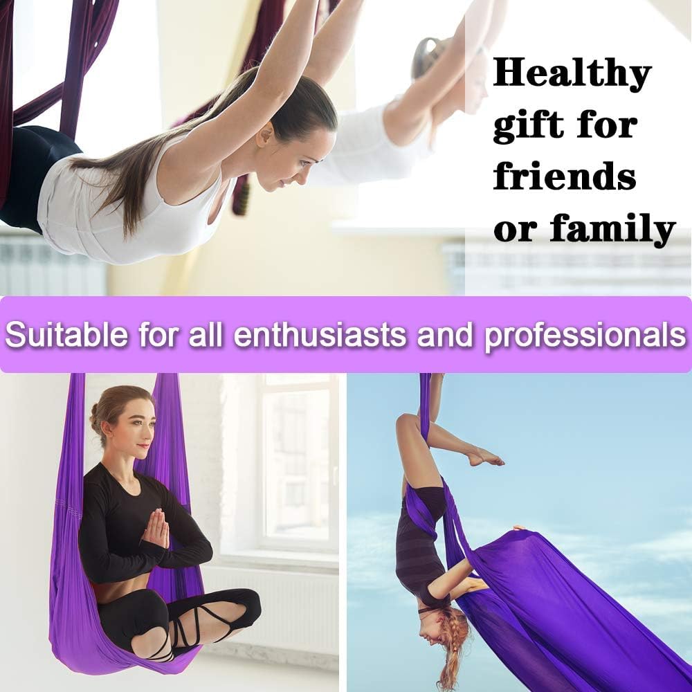 Aerial Yoga Swing Set - 10M Silk Hammock Kit for Home Fitness, Gymnastics & Aerial Yoga with Durable Hardware (11 Yards) - Perfect for Indoor Workouts, Relaxation & Stress Relief