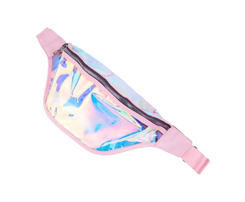 Holographic Fanny Pack Waist Bag - Trendy Belt Bag for Women, Bum Bag with Zipper, Perfect for Festivals, Travel, Gym & Bridesmaid Gifts (Pink)