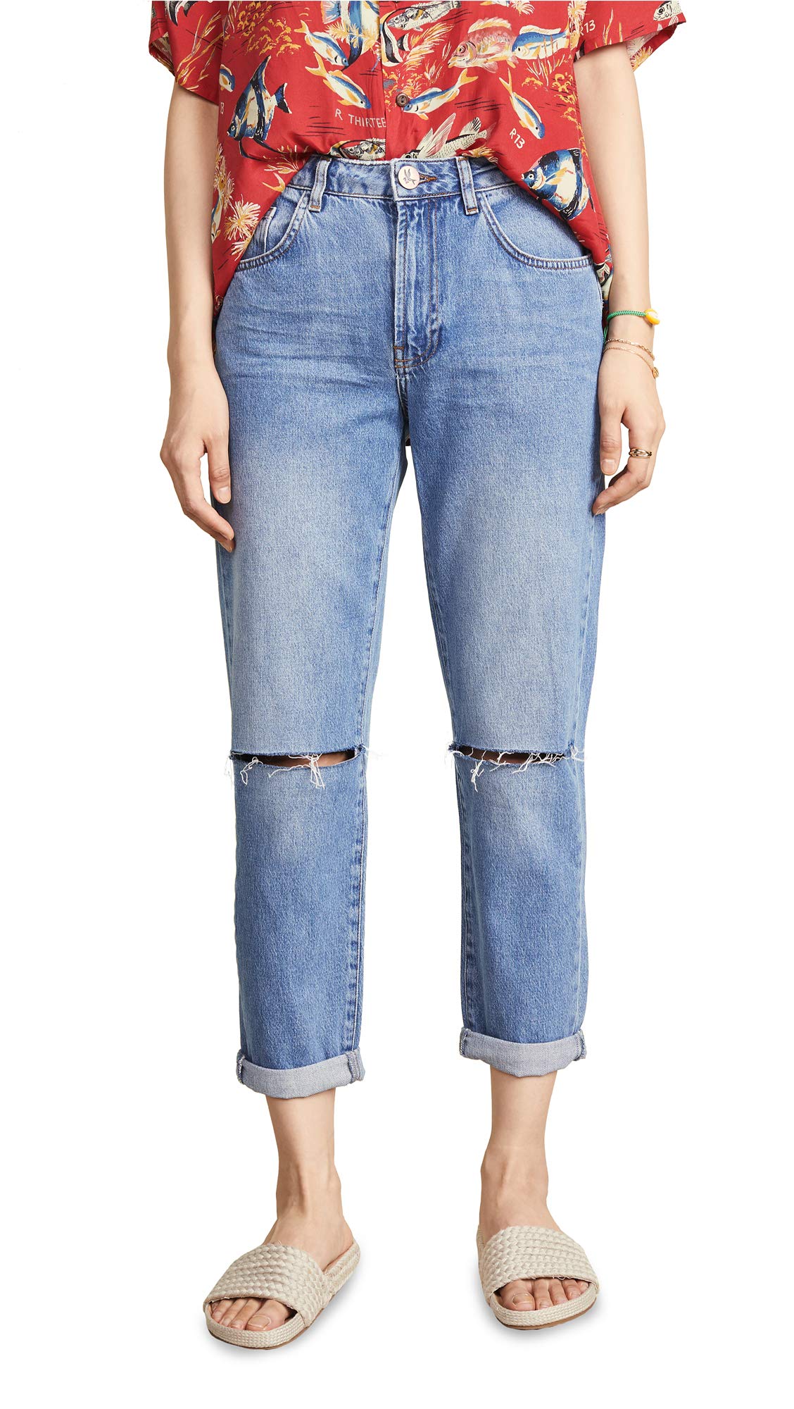 One Teaspoon Women's Hollywood Awesome Baggies Jeans - High Waist Distressed Denim Shorts for Summer | Perfect for Beach, Music Festivals & Casual Outfits
