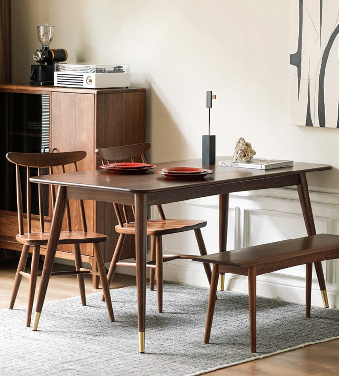 Premium Black Walnut Solid Wood Dining Table - Modern Luxury Light Finish - Perfect for Formal Dining Rooms, Kitchen Nooks & Entertaining Guests