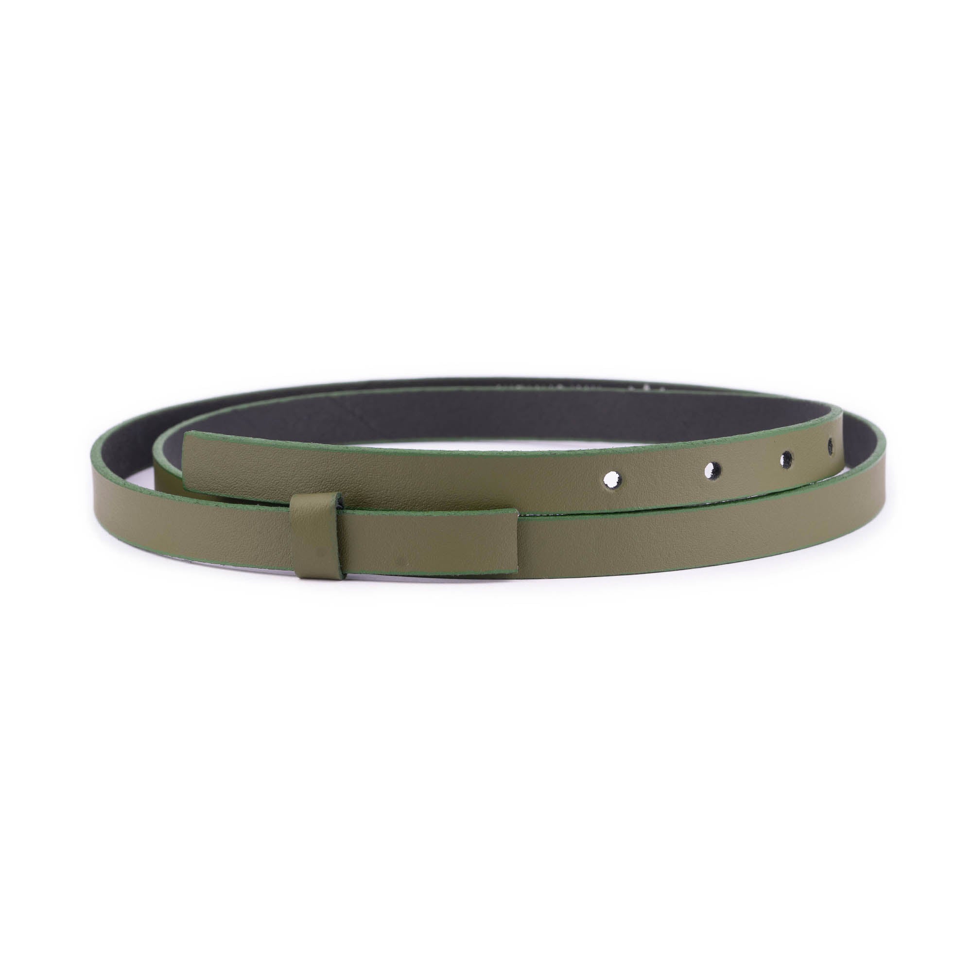 1.5cm Olive Green Leather Replacement Belt Strap for Loewe Buckles - Women's Fashion Accessory for Casual, Office & Special Occasions